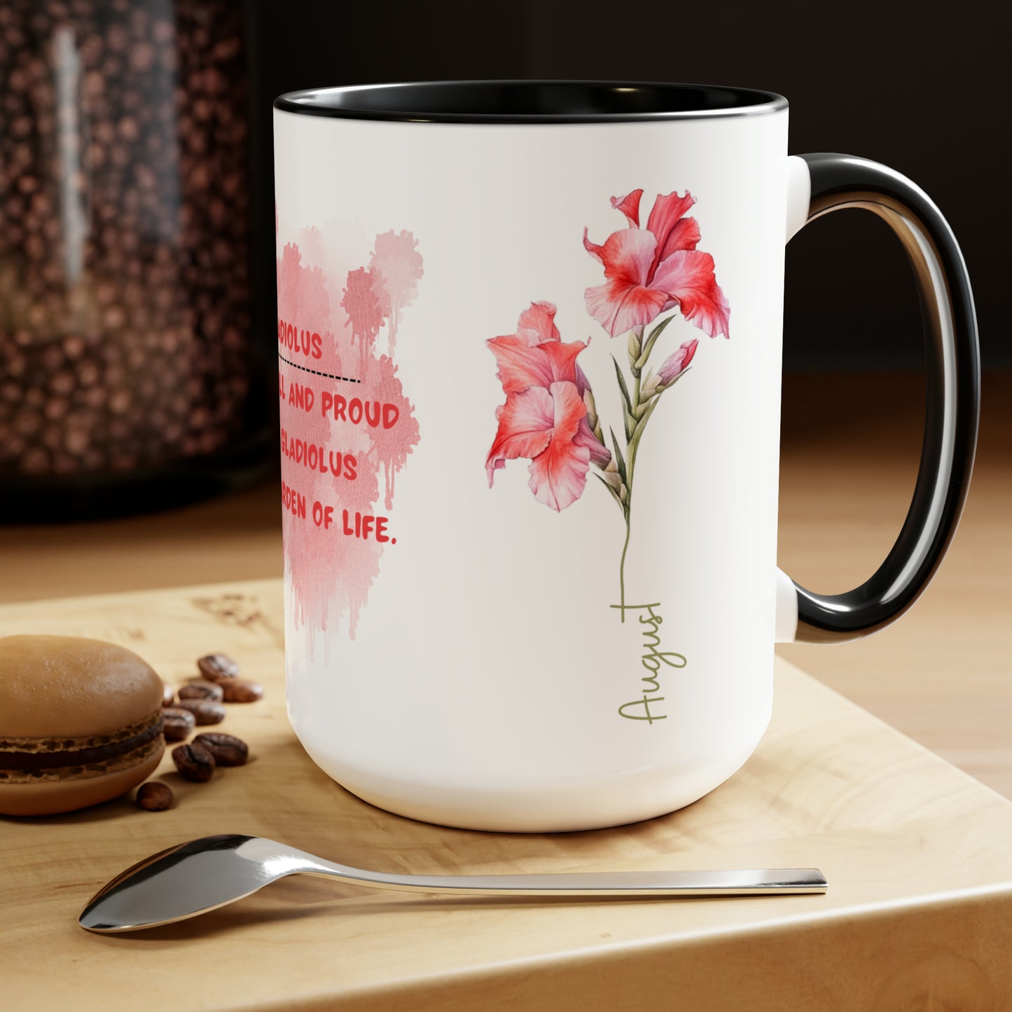 August Birth Month Flower Two-Tone Coffee Mugs, 15oz, Birthday Gift For Her.