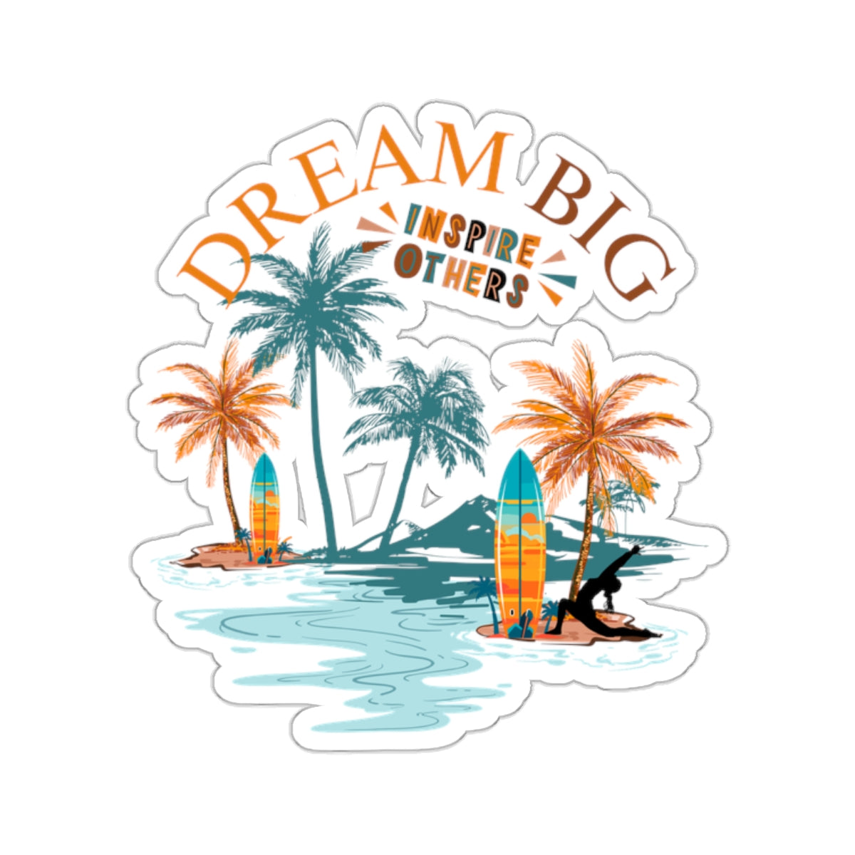 Dream Big Yoga Kiss-Cut Stickers, Cute Yoga Kiss-Cut Stickers, Mindful Gift, Yoga lovers Kiss-Cut Stickers, Yoga Instructor Gift, Gift For Yoga lovers, Gift For Yogi.