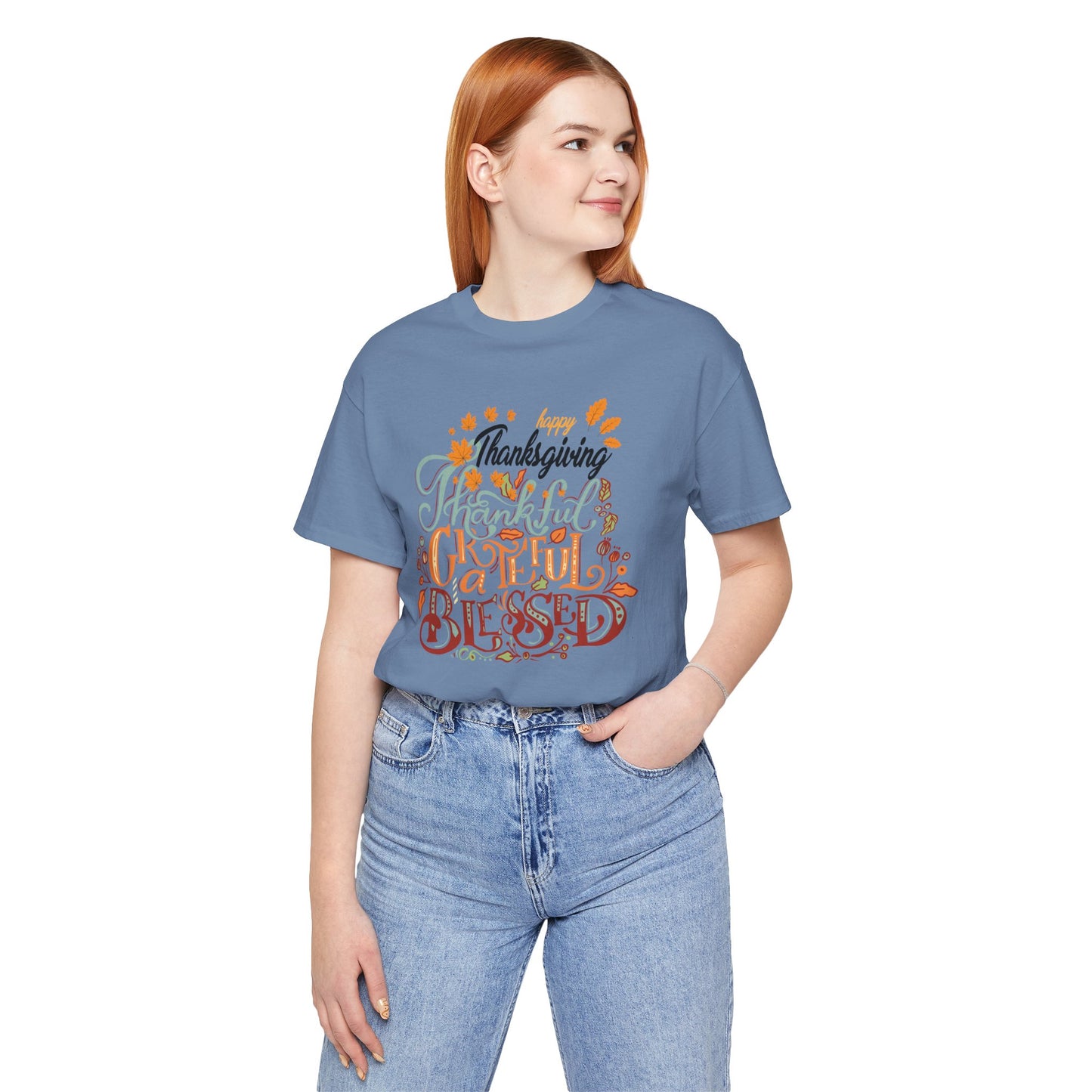 Thankful Grateful Blessed T-shirt, Happy Thanksgiving T-shirt, Happy thanksgiving 2024 T-shirt, Thanksgiving Gift,Turkey Shirt, Family Thanksgiving, Holiday Outfit.