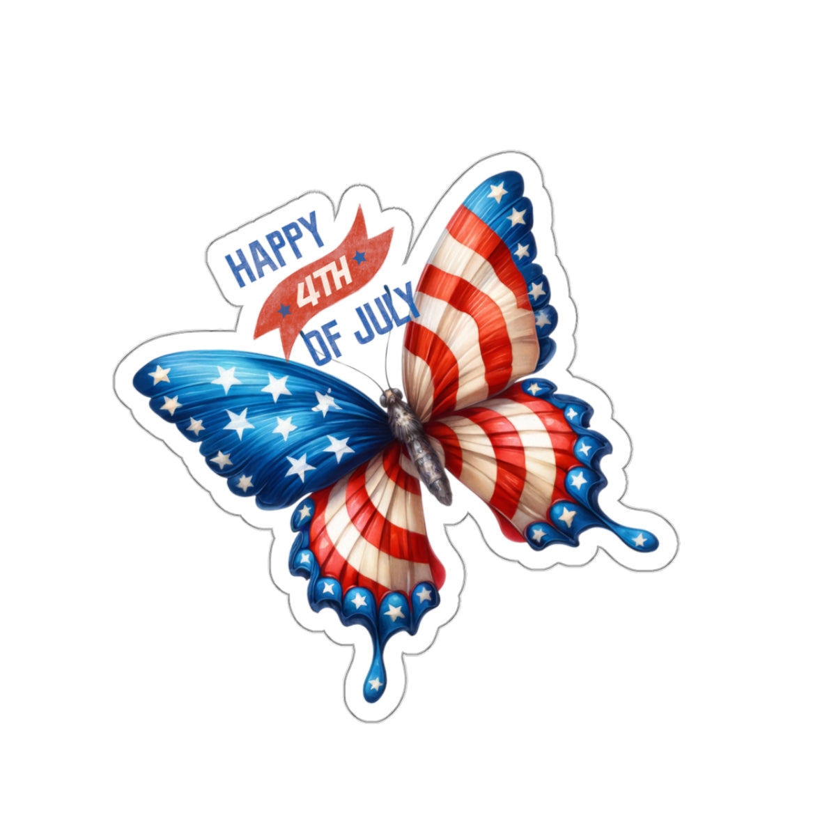 Happy 4th Of July Kiss-Cut Stickers, America, Flag, Peace Love America. Proud To Be An American, Red White Blue stickers. Meowica Stickers.