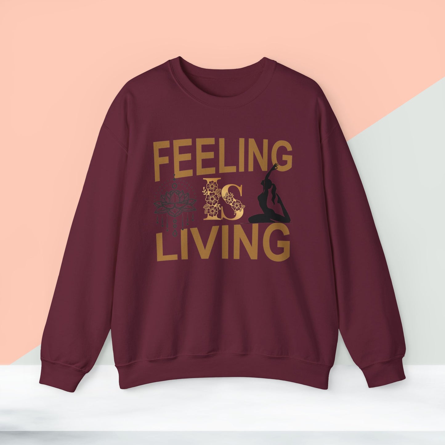 Feeling Is Living Yoga unisex heavy blend crewneck sweatshirt,Yoga workout Sweatshirt,Yoga lovers Sweatshirt, Yoga Instructor Gift, Gym Sweatshirt, Gift For Yoga lovers, Gift For Yogi.