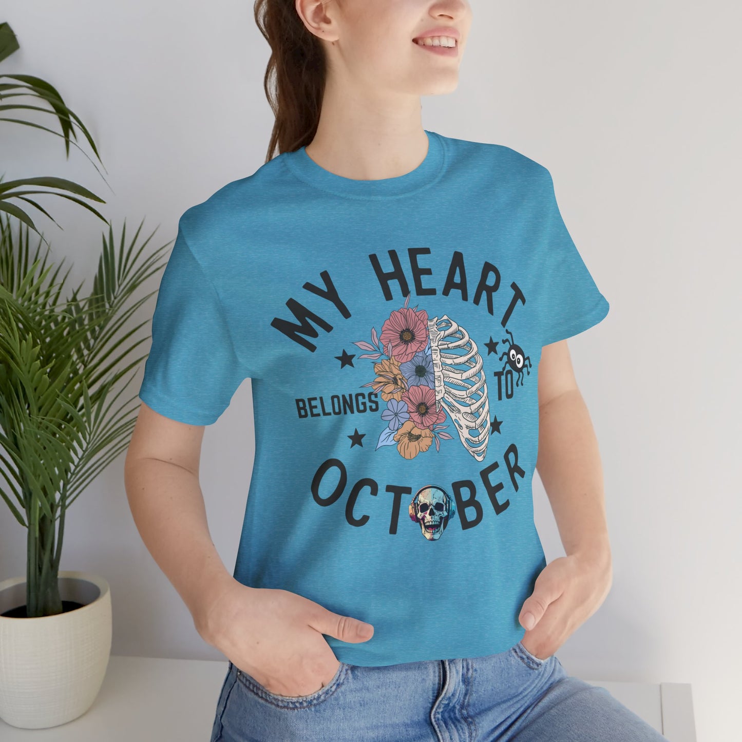 My Heart Belongs To October Halloween T-shirt, Happy Halloween T-shirt, Trick Or Treat T-shirt, Halloween T-shirt, Cool Halloween T-shirt, Spooky T-shirt,