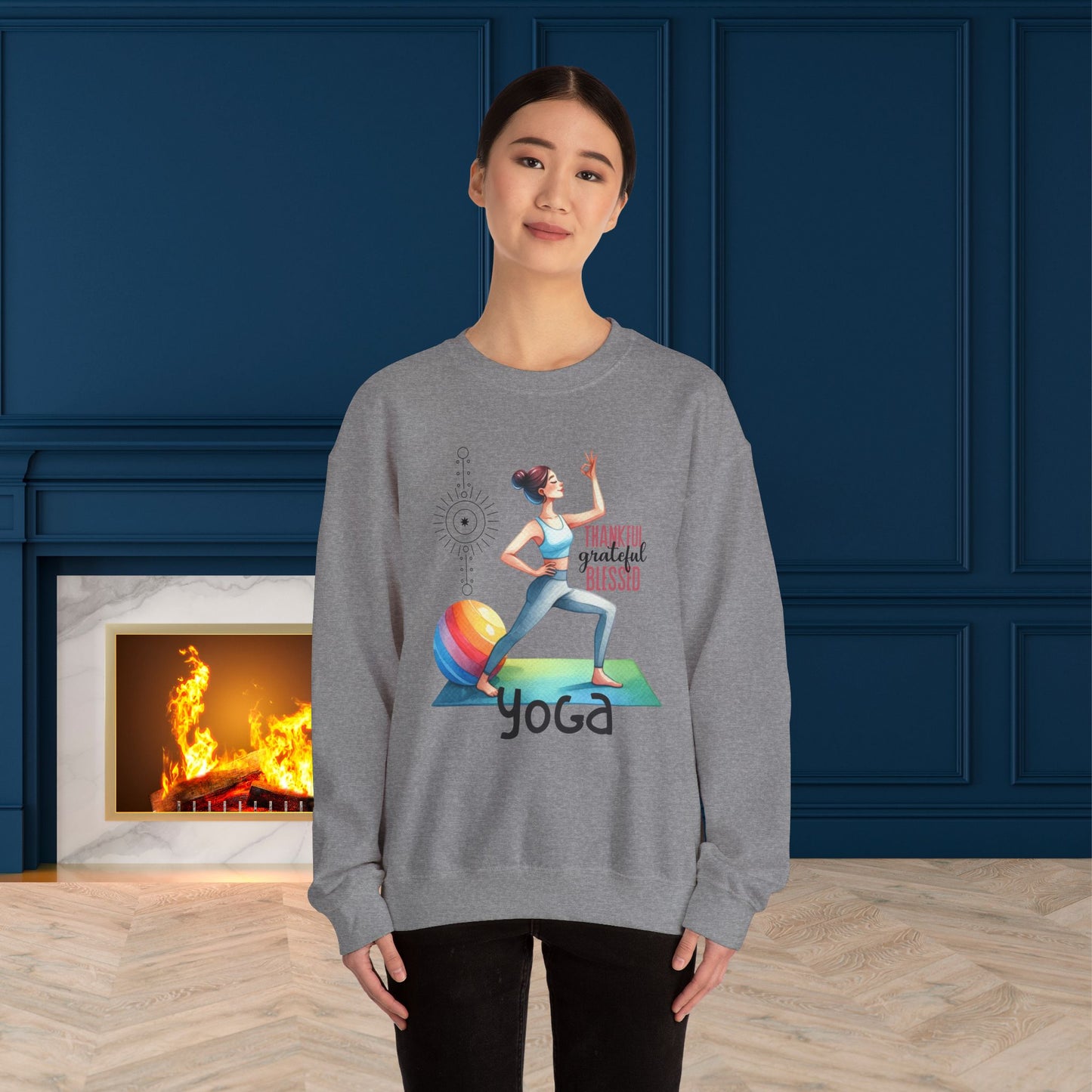 Thankful Grateful Blessed Yoga unisex heavy blend crewneck sweatshirt,Yoga workout Sweatshirt,Yoga lovers Sweatshirt, Yoga Instructor Gift, Gym Sweatshirt, Gift For Yoga lovers, Gift For Yogi.