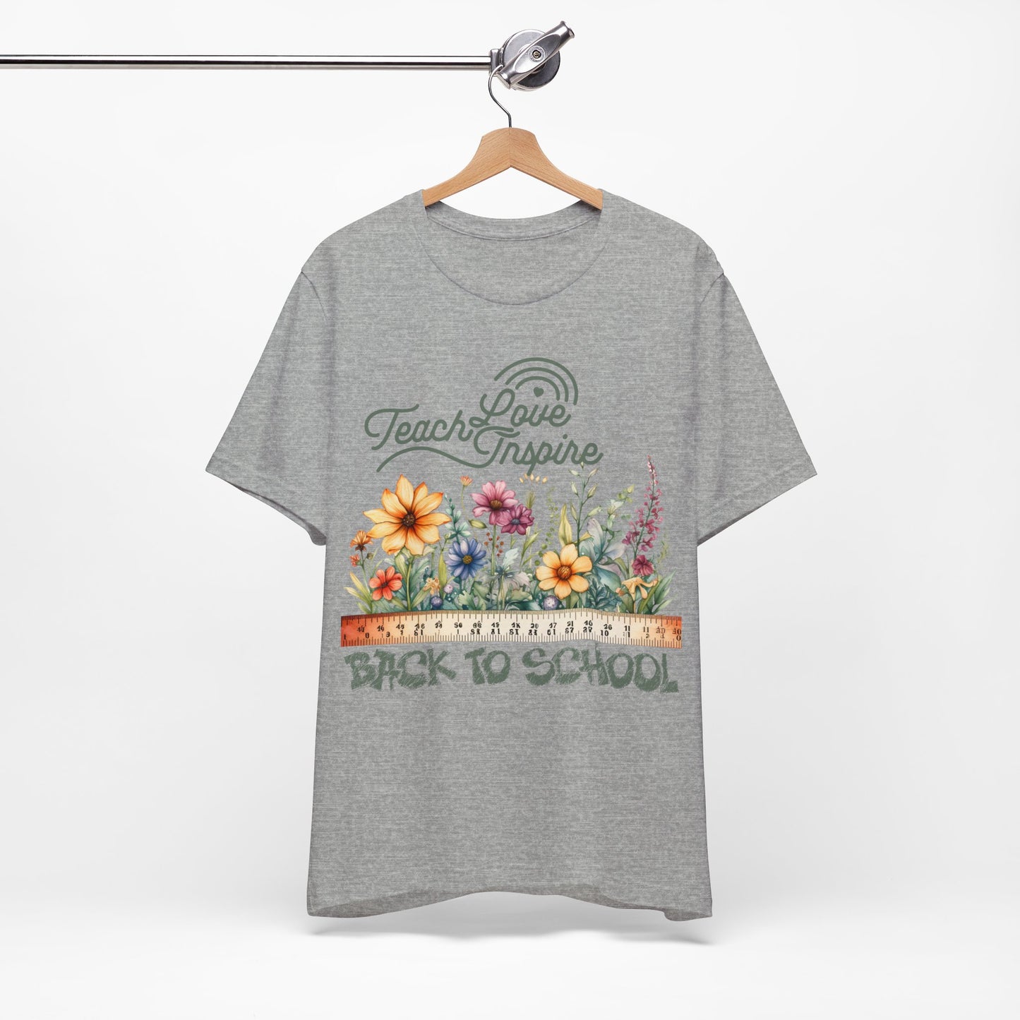 Love Teach Inspire T-Shirt, Back To School T-Shirt, Teacher Back To school unisex jersey short sleeve.First Day Vibes T-Shirt.
