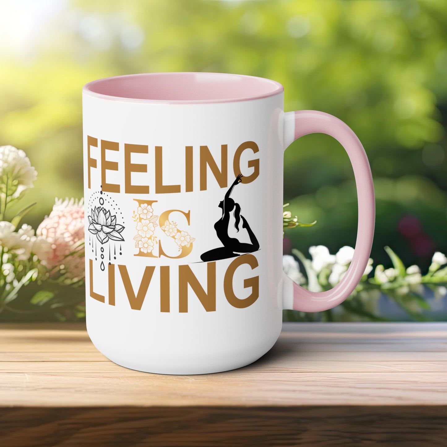 Feeling Is Living Yoga Coffee Mug, Cute Yoga Coffee Mug, Yoga lovers Coffee Mug, Yoga Instructor Gift, Gift For Yoga lover, Gift For Yogi.