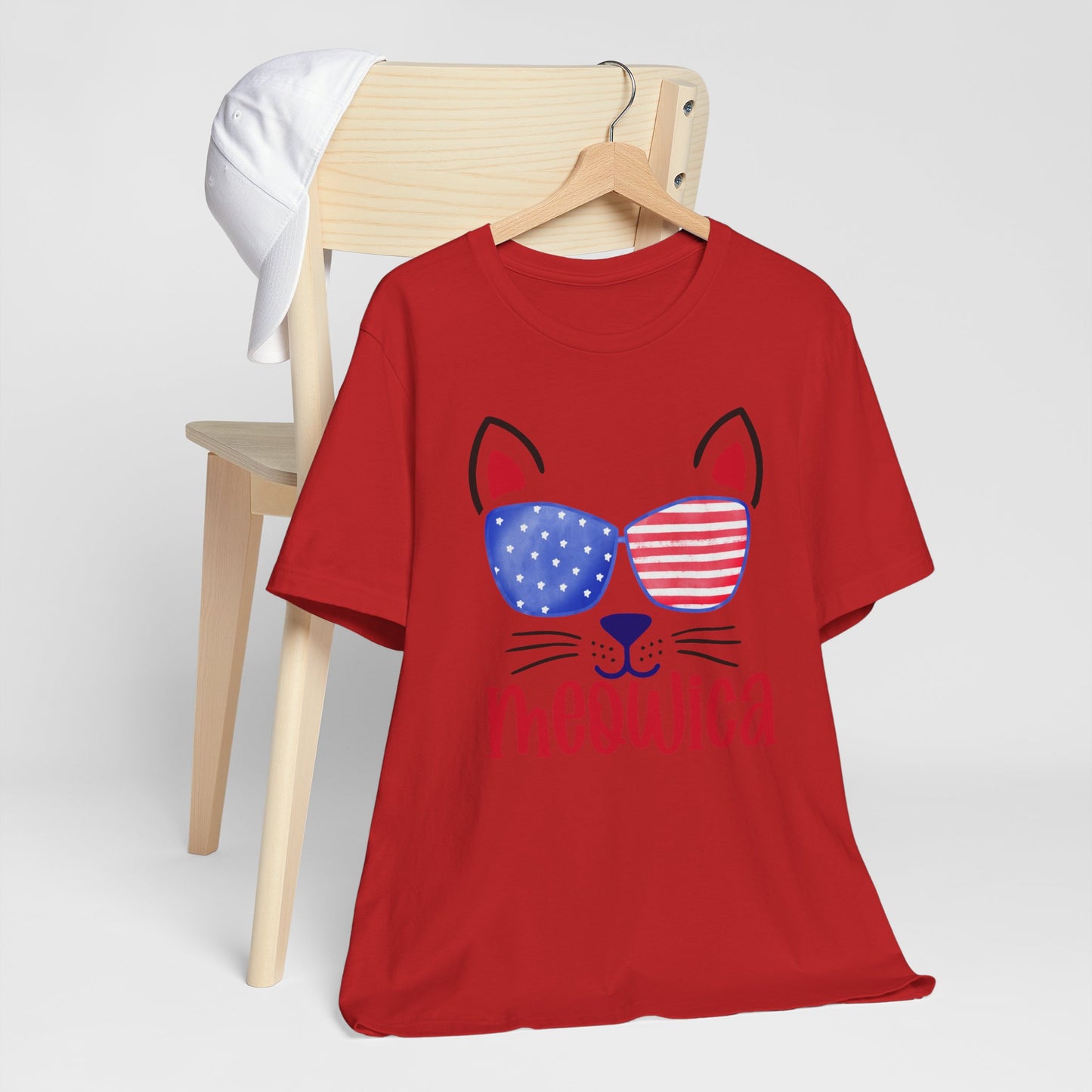 4th of July T-Shirt, Meowica T-shirt,  Fourth of July unisex jersey short sleeve.