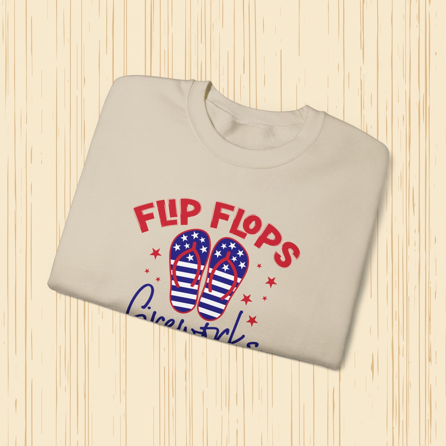 Happy 4th Of July Sweatshirt, Flip Flops Fireworks & Freedom Sweatshirt, Fourth of July unisex heavy blend crewneck sweatshirt.