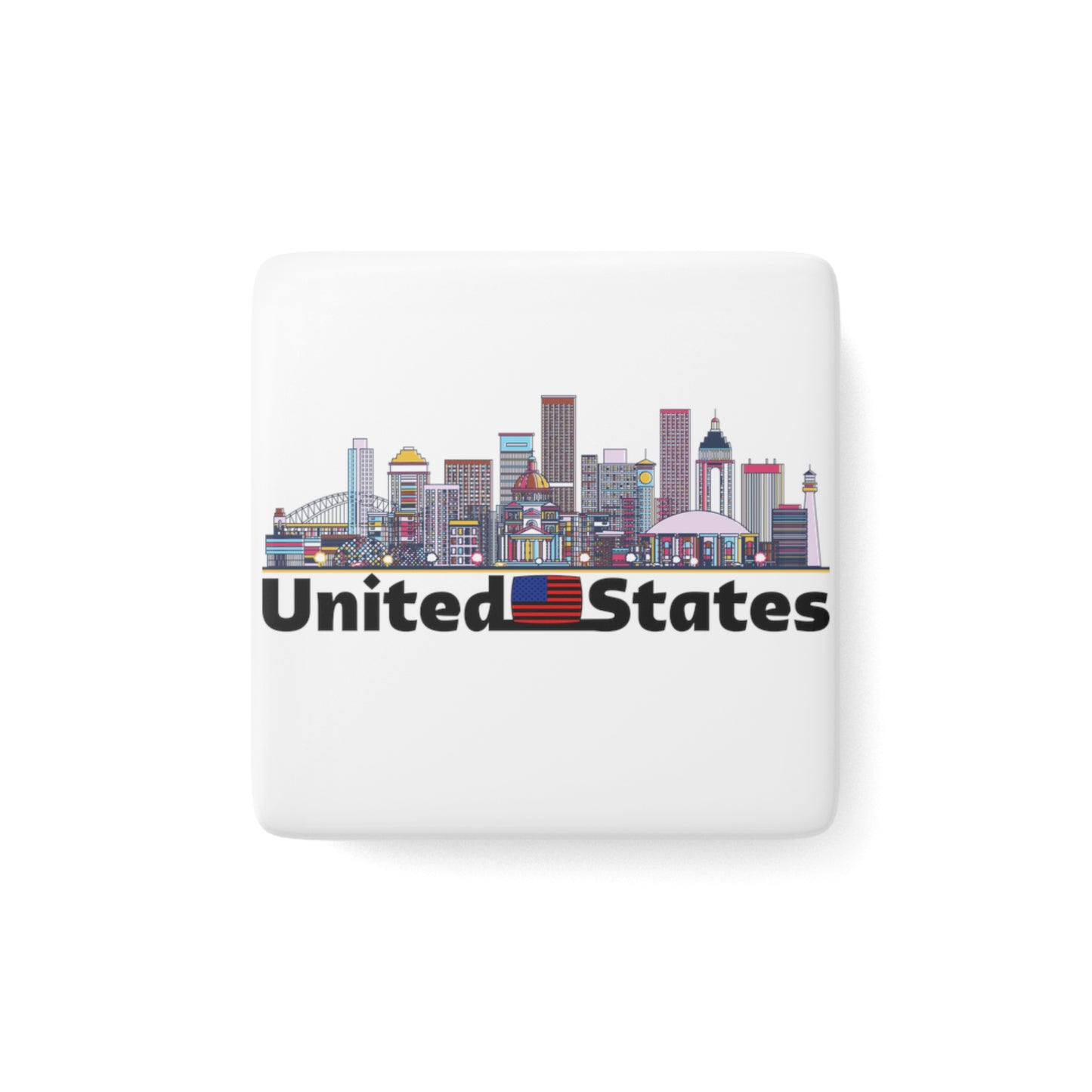 Happy 4th of July Porcelain Magnet, Square, United States magnet, America, Flag, Peace Love America. Proud To Be An American, Red White Blue Magnet, God Bless America Magnet.