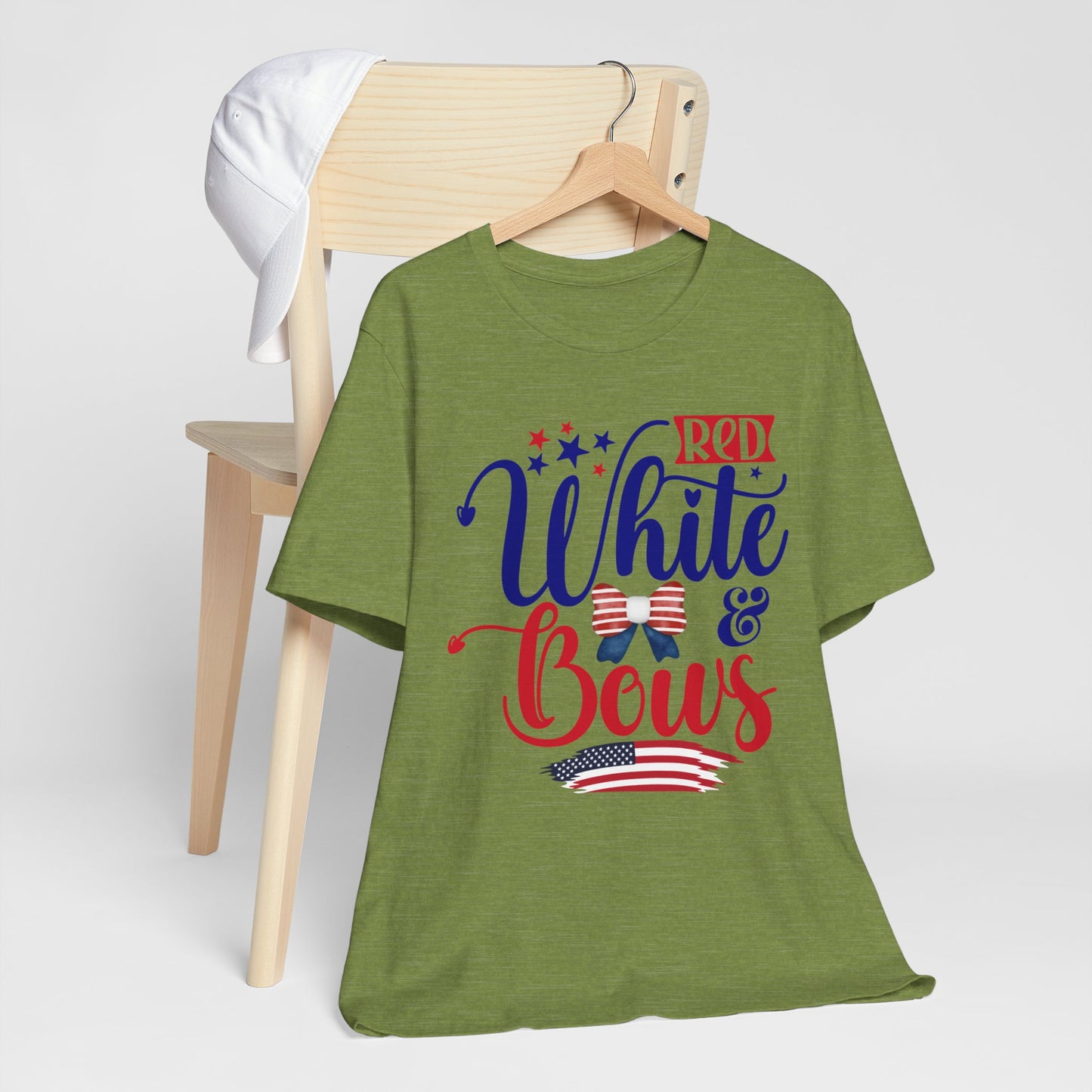 4th of July T-Shirt, Red White & Bows T-Shirt, Fourth of July unisex jersey short sleeve.