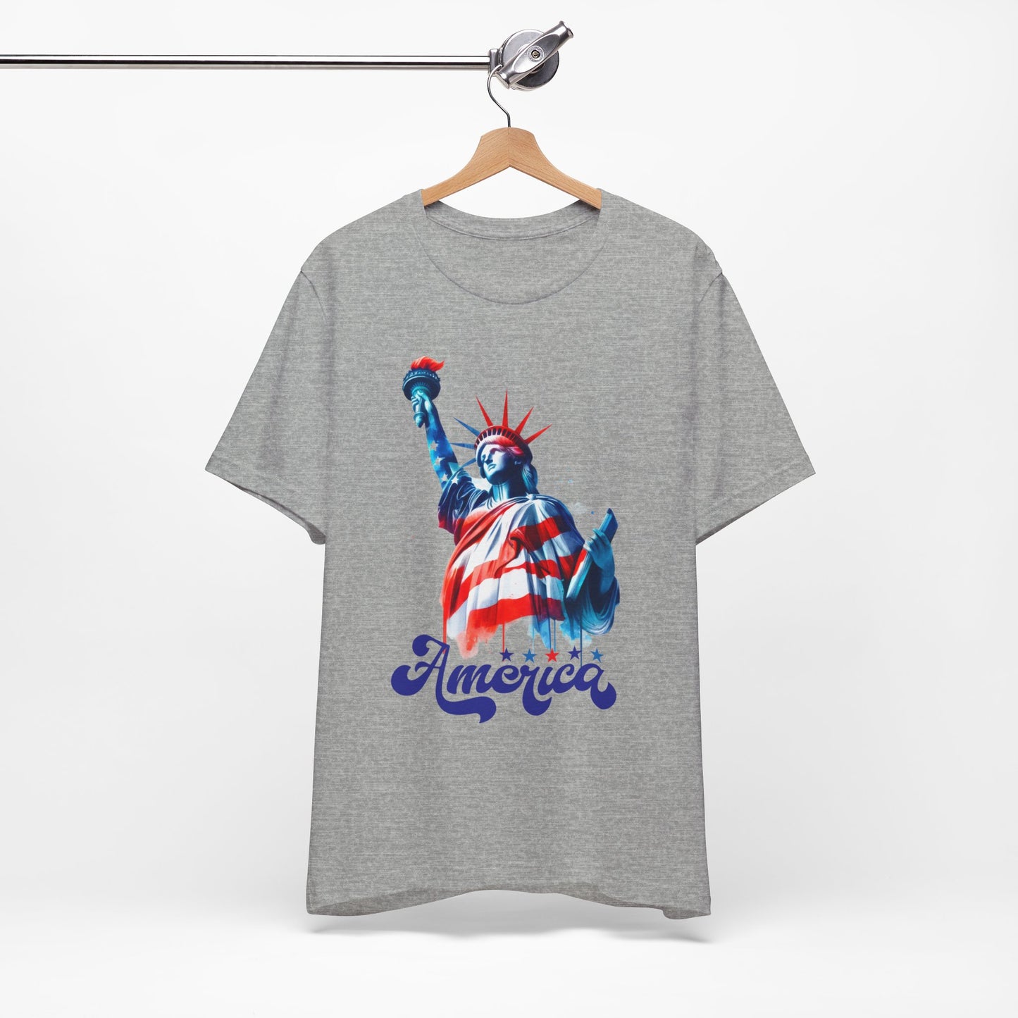 4th of July T-shirt, Sweet Land Of Liberty T-Shirt, Fourth of July unisex jersey short sleeve, America, Flag, Peace Love America. Proud To Be An American, Red White Blue.