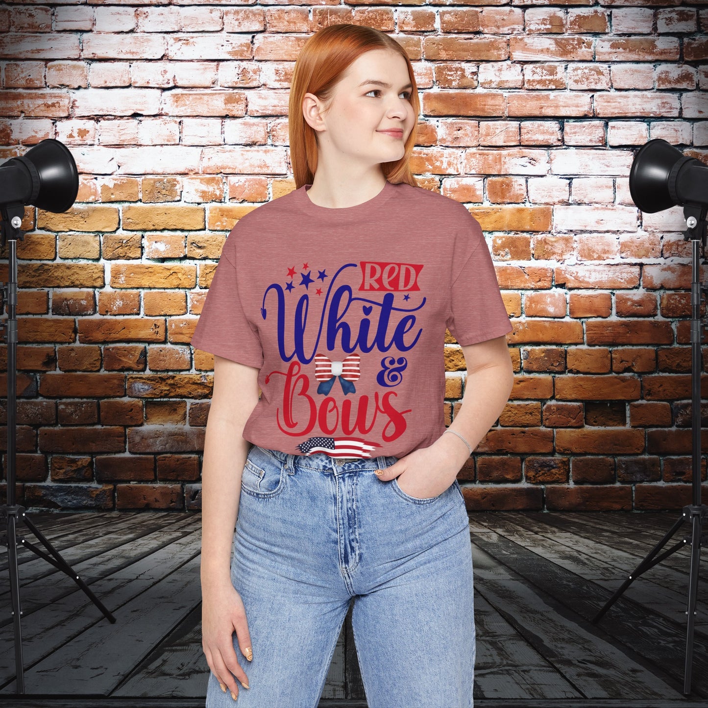 4th of July T-Shirt, Red White & Bows T-Shirt, Fourth of July unisex jersey short sleeve.