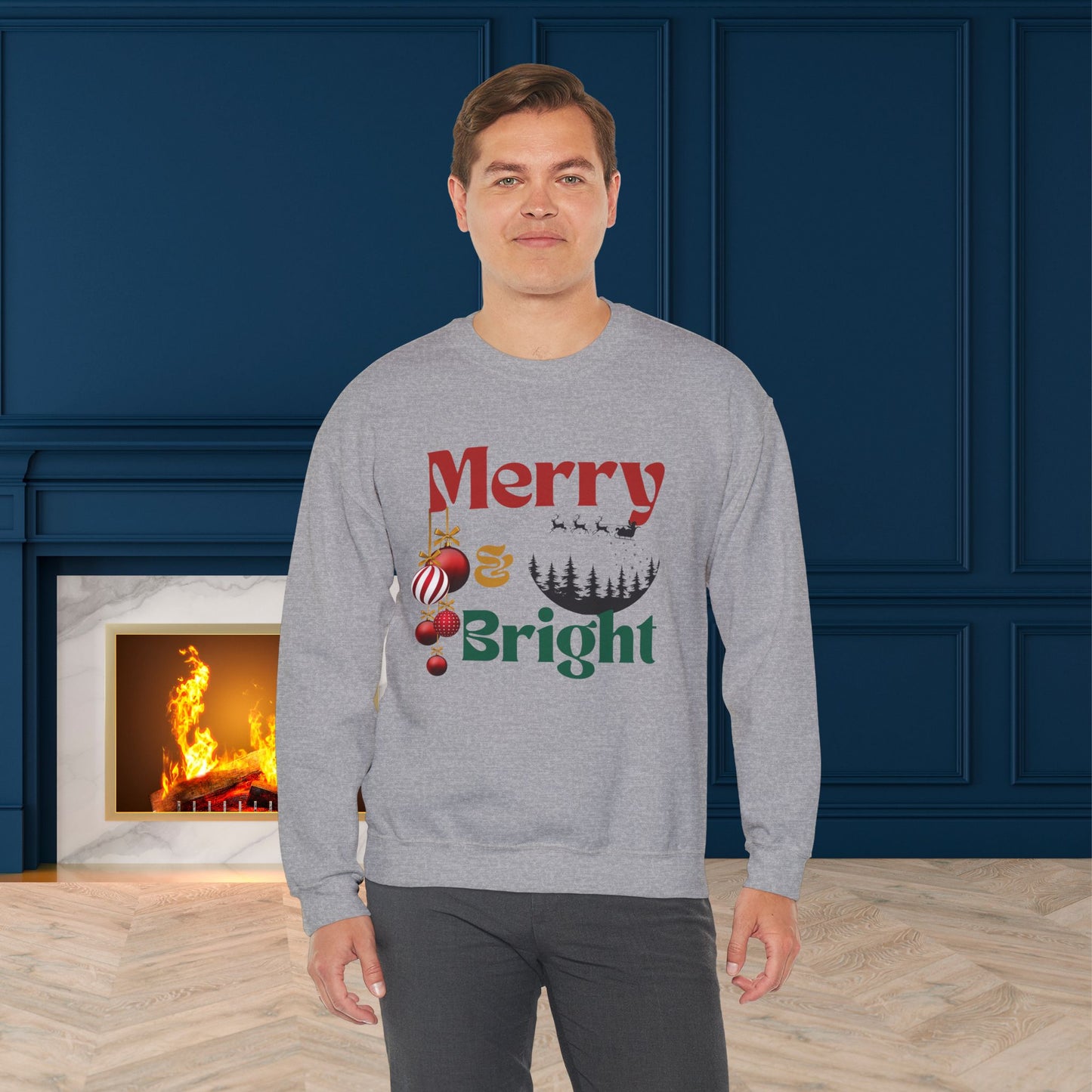 Merry & Bright Christmas Sweatshirt - Unisex Heavy Blend, Merry Christmas, Festive, Christmas Gift, Crewneck, merry Christmas Sweatshirt, Christmas Sweatshirt  Christmas Gift, Festive Sweatshirt.