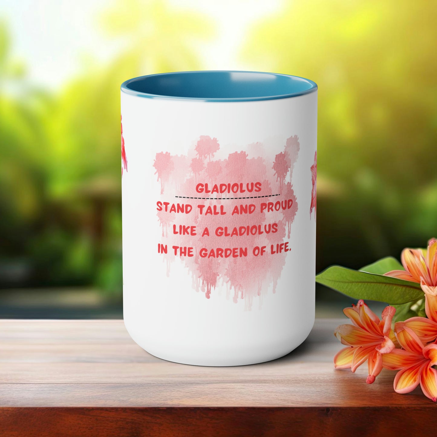 August Birth Month Flower Two-Tone Coffee Mugs, 15oz, Birthday Gift For Her.