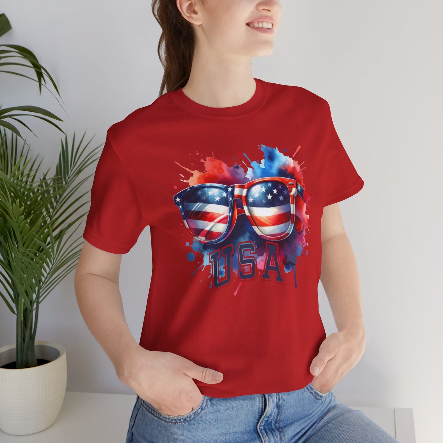 4th of July T-shirt, Sweet Land Of Liberty T-Shirt, Fourth of July unisex jersey short sleeve, America, Flag, Peace Love America. Proud To Be An American, Red White Blue.