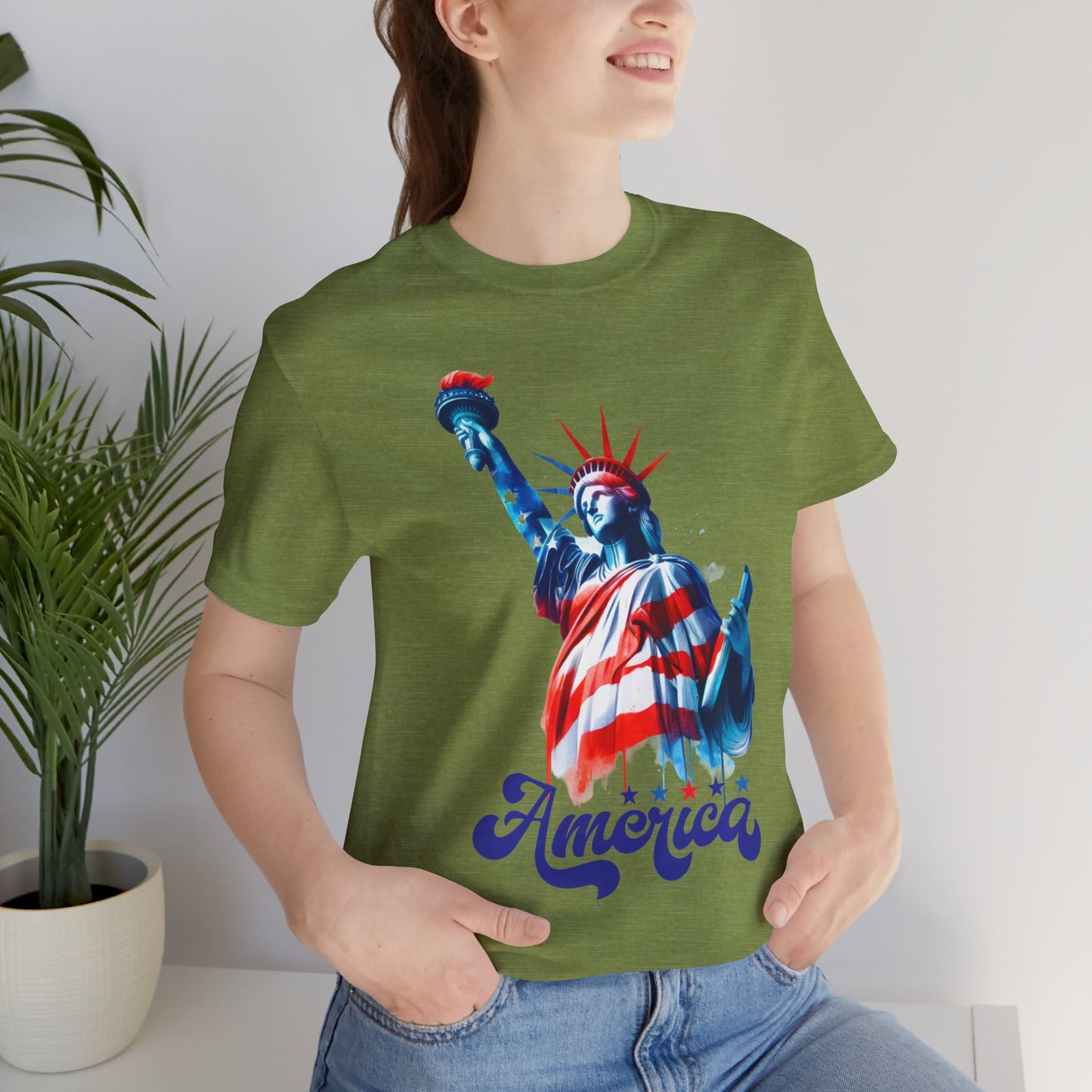 4th of July T-shirt, Sweet Land Of Liberty T-Shirt, Fourth of July unisex jersey short sleeve, America, Flag, Peace Love America. Proud To Be An American, Red White Blue.