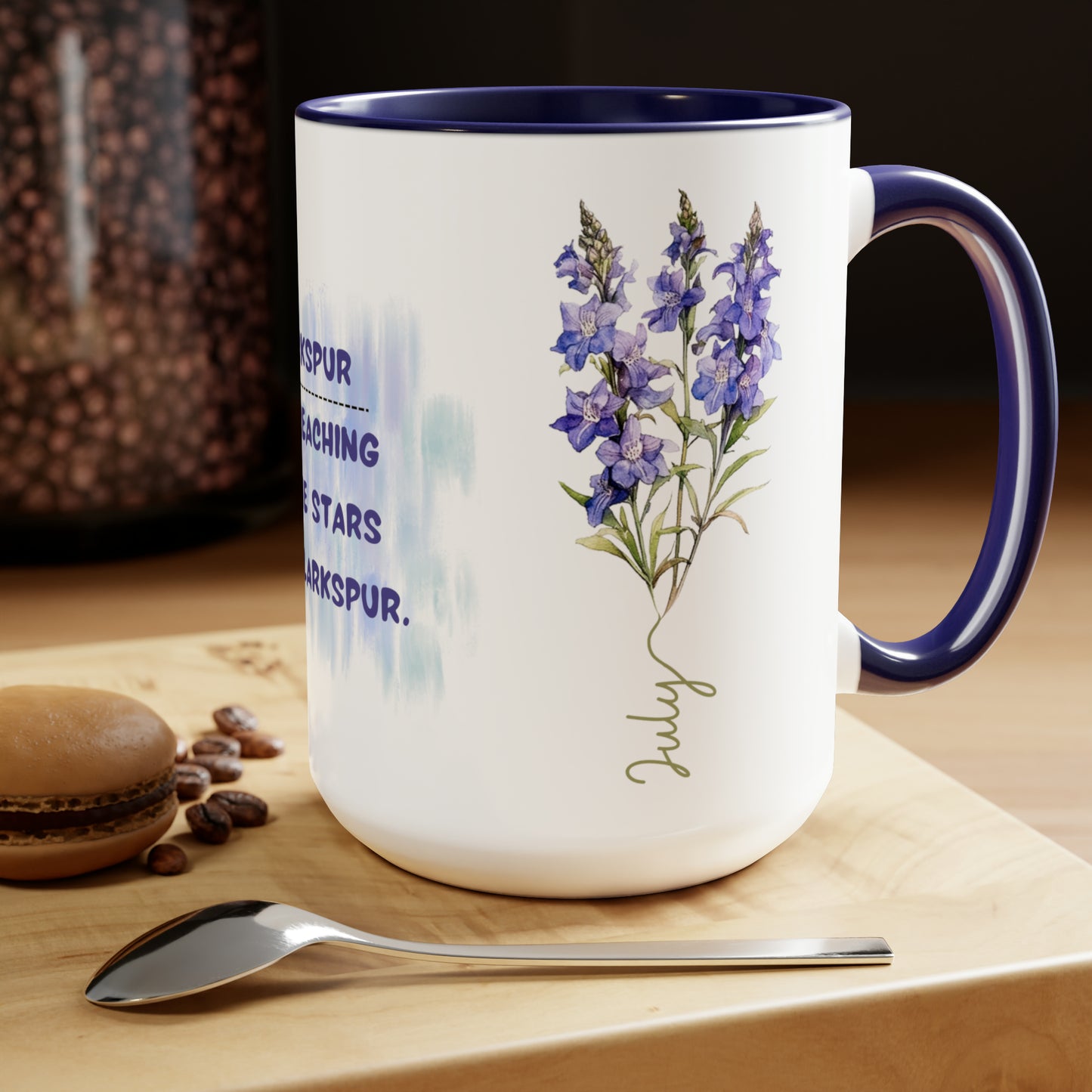 July Birth Month Flower Two-Tone Coffee Mugs, 15oz, Magical Birth Month Flower Mug.