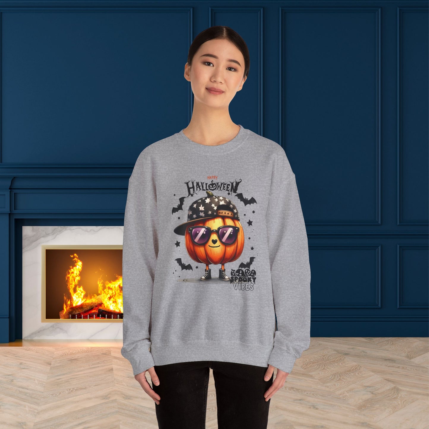 Spooky Vibes Halloween Sweatshirt, Happy Halloween Sweatshirt - Unisex Heavy Blend Crewneck, Halloween Sweatshirt, Cute Spooky Ghost sweatshirt.