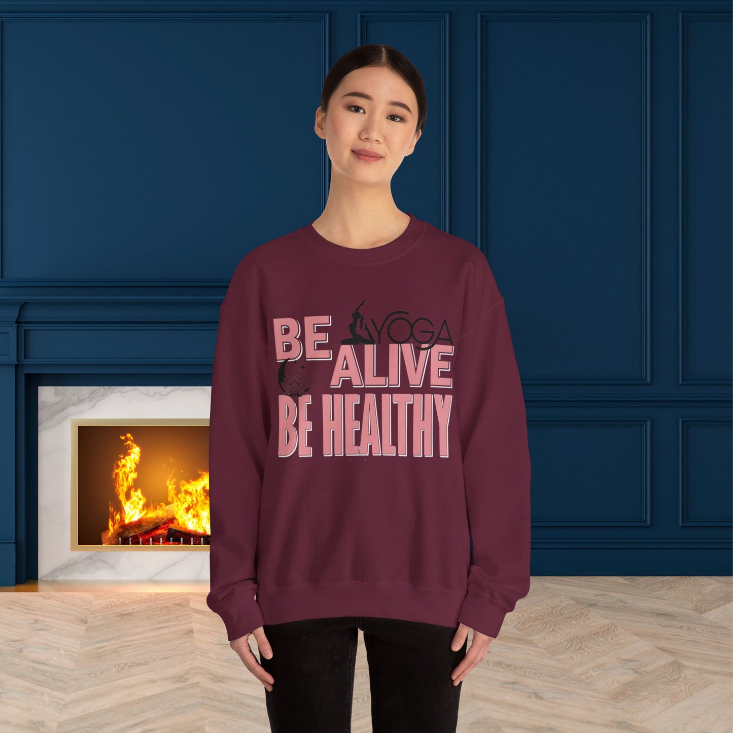 Be Alive Be Healthy Yoga unisex heavy blend crewneck sweatshirt,Yoga workout Sweatshirt,Yoga lovers Sweatshirt, Yoga Instructor Gift, Gym Sweatshirt, Gift For Yoga lovers, Gift For Yogi.