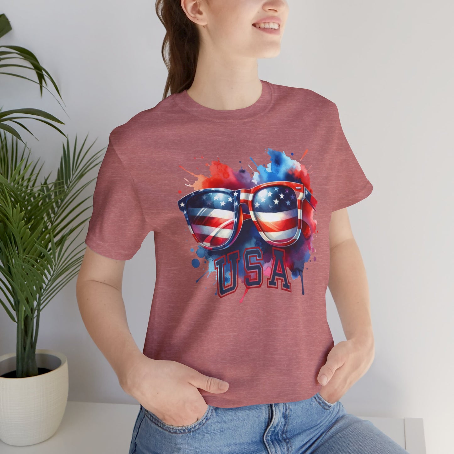 4th of July T-shirt, Sweet Land Of Liberty T-Shirt, Fourth of July unisex jersey short sleeve, America, Flag, Peace Love America. Proud To Be An American, Red White Blue.