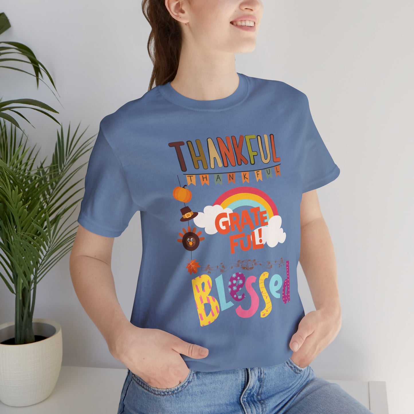 Thankful Grateful Blessed T-shirt, Happy Thanksgiving T-shirt, Happy thanksgiving 2024 T-shirt, Thanksgiving Gift,Turkey Shirt, Family Thanksgiving, Holiday Outfit.