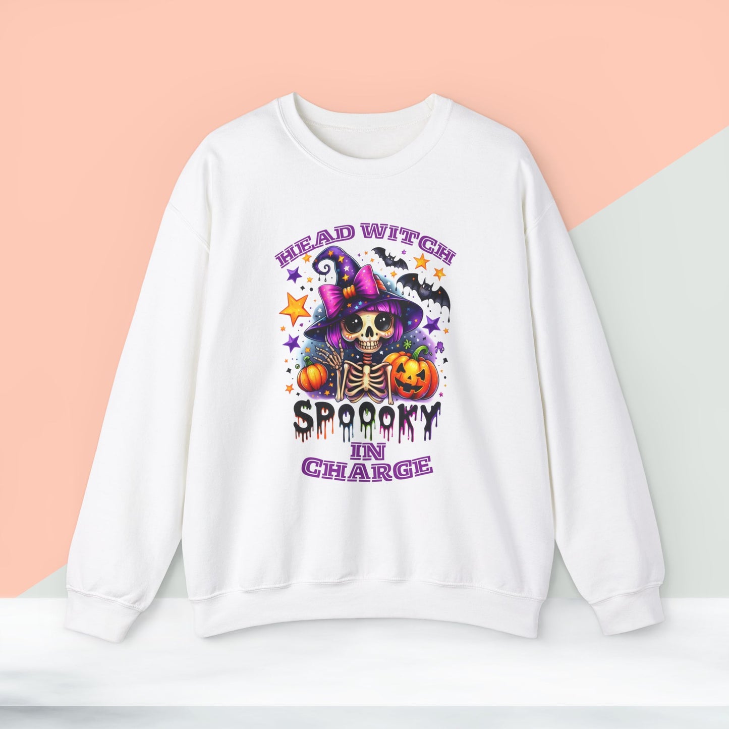 Head Witch In Charge Halloween Sweatshirt, Happy Halloween Sweatshirt - Unisex Heavy Blend Crewneck, Halloween Sweatshirt, Cute Spooky Ghost sweatshirt.