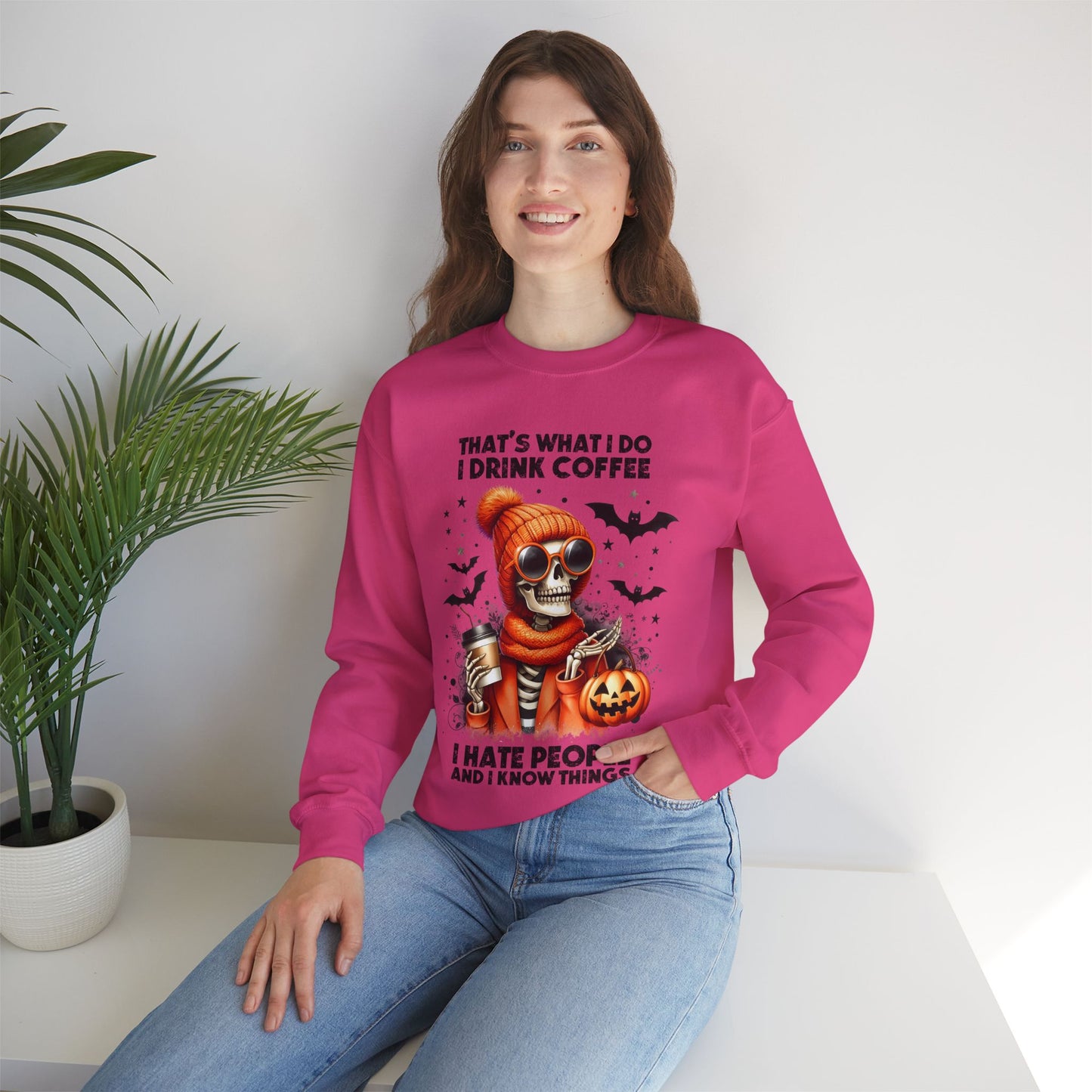 Spooky Halloween Skeleton Sweatshirt, Happy Halloween Sweatshirt - Unisex Heavy Blend Crewneck, Halloween Sweatshirt, Cute Spooky Ghost sweatshirt.