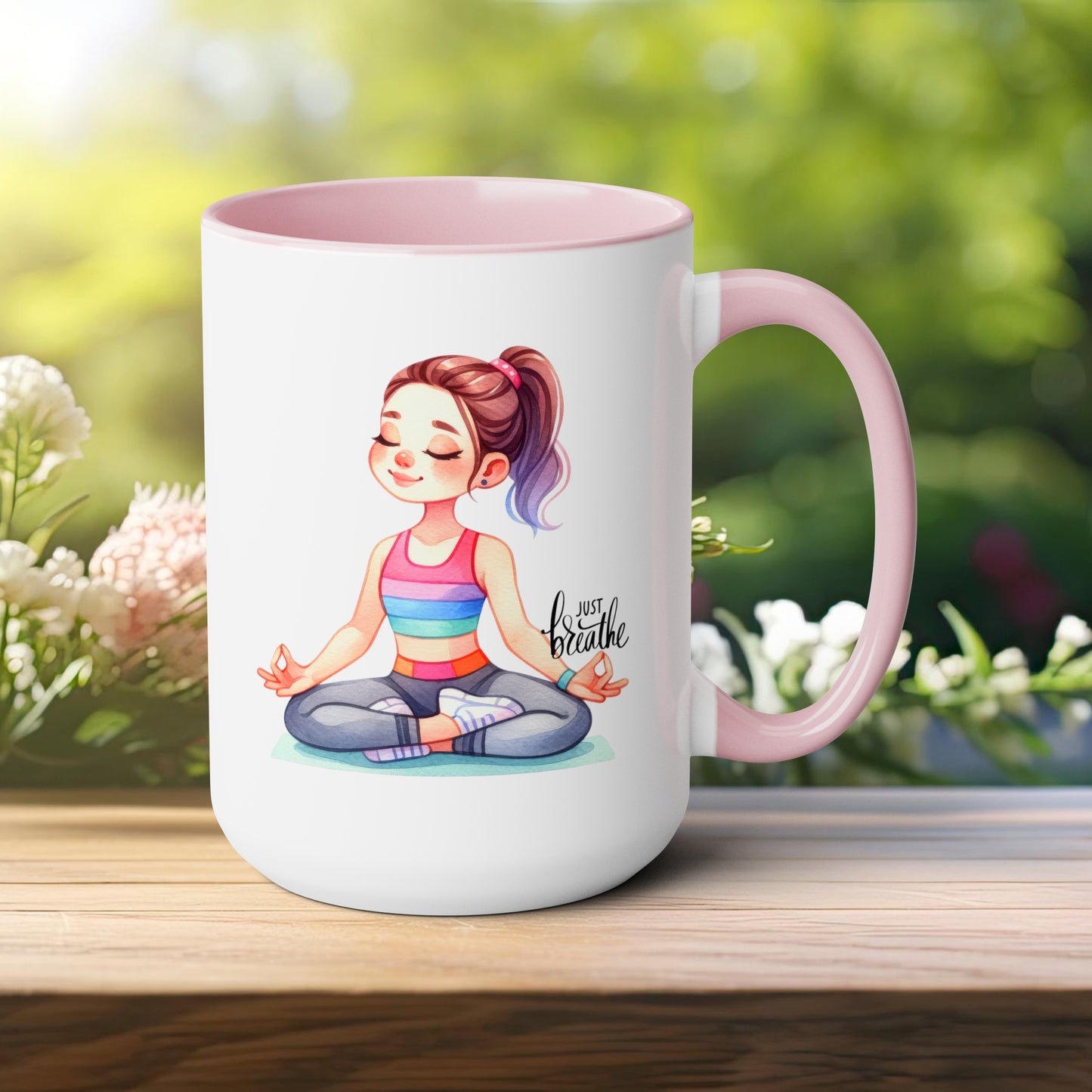 Just Breathe Yoga Coffee Mug, Cute Yoga Coffee Mug, Yoga lovers Coffee Mug, Yoga Instructor Gift, Gift For Yoga lover, Gift For Yogi.