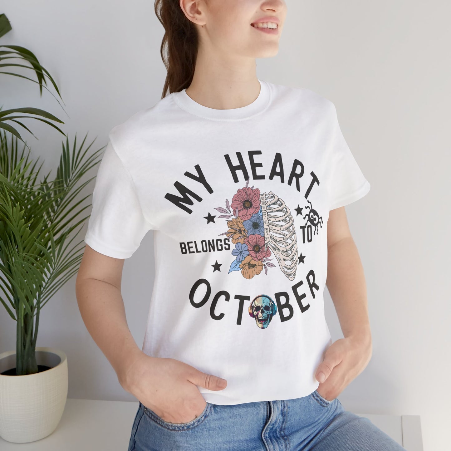 My Heart Belongs To October Halloween T-shirt, Happy Halloween T-shirt, Trick Or Treat T-shirt, Halloween T-shirt, Cool Halloween T-shirt, Spooky T-shirt,