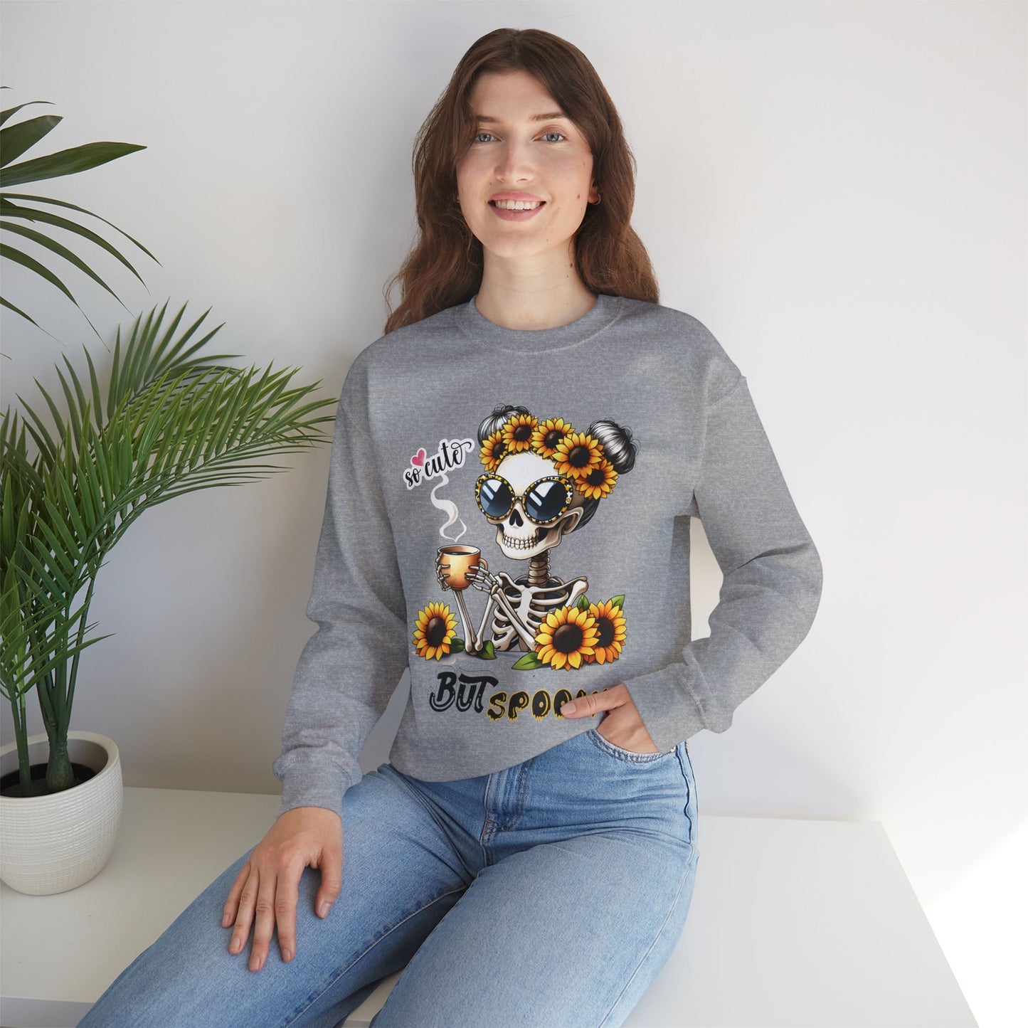 So Cute But Spooky Halloween Ghost Sweatshirt, Happy Halloween Sweatshirt - Unisex Heavy Blend Crewneck, Halloween Sweatshirt, Cute Spooky Ghost sweatshirt.