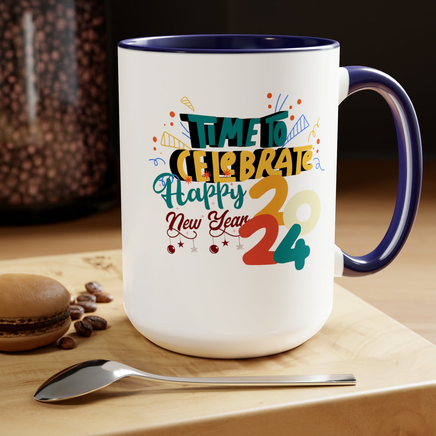 Happy New Year Two-Tone Coffee Mugs, 15oz