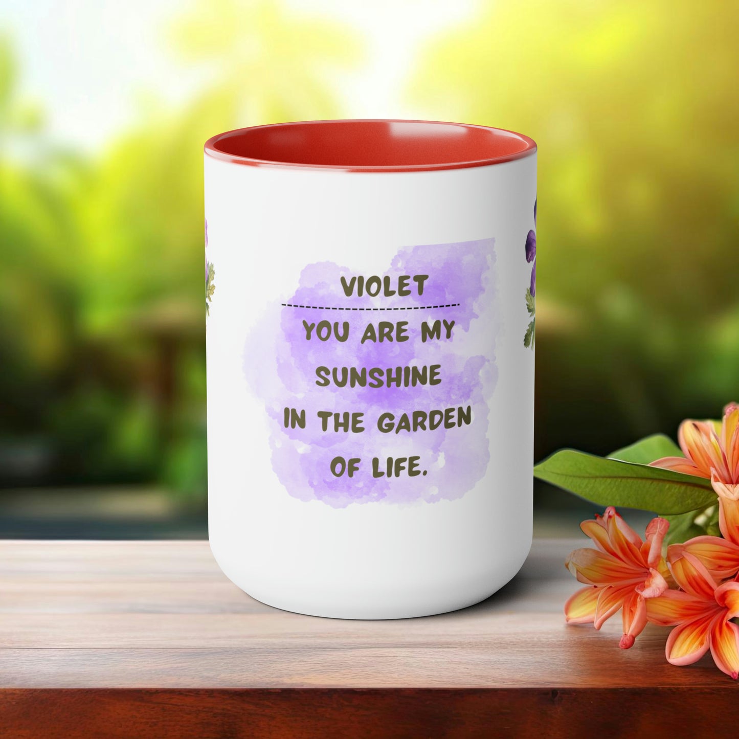 February Birth Month Flower Two-Tone Coffee Mugs, 15oz, Birthday Gift For Her.