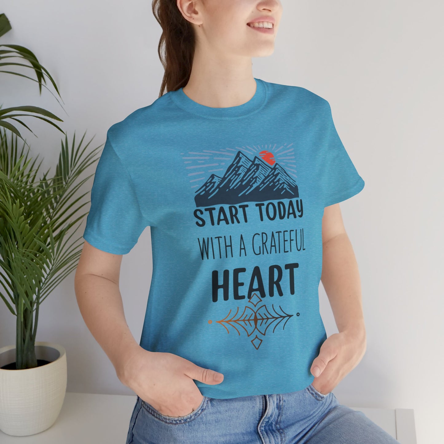 Start Today With A Grateful Heart Yoga T-Shirt, Cute Yoga workout Shirt, Yoga lovers T-shirt, Yoga Instructor Gift, Gym shirt, Gift For Yoga lover, Gift For Yogi.