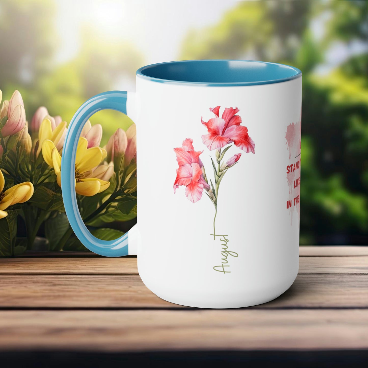 August Birth Month Flower Two-Tone Coffee Mugs, 15oz, Birthday Gift For Her.