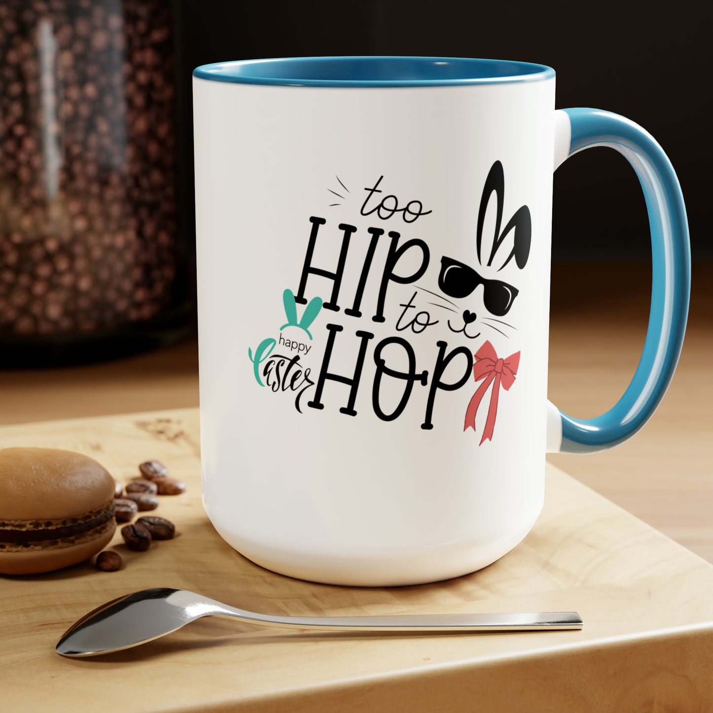 Too Hip To Hop Two-Tone Coffee Mugs, 15oz