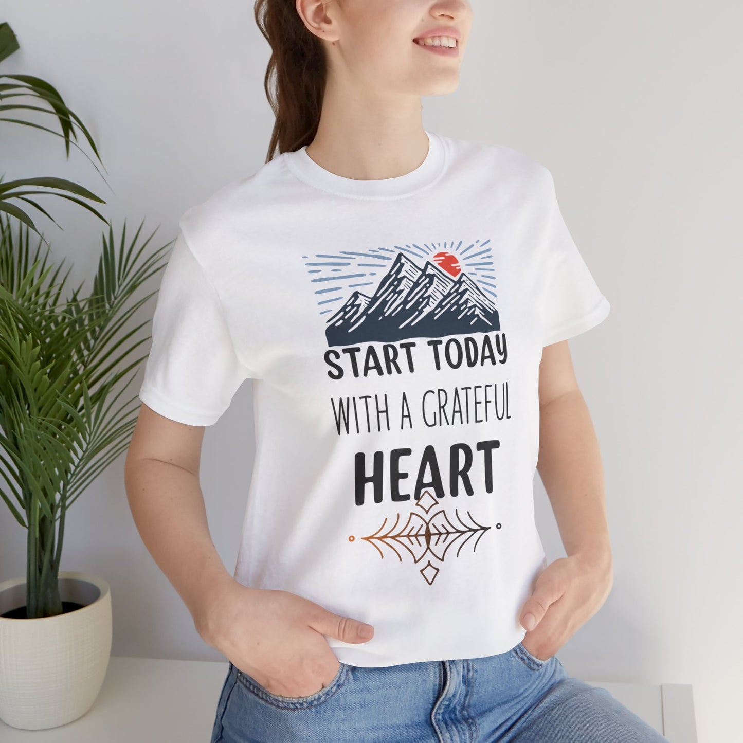 Start Today With A Grateful Heart Yoga T-Shirt, Cute Yoga workout Shirt, Yoga lovers T-shirt, Yoga Instructor Gift, Gym shirt, Gift For Yoga lover, Gift For Yogi.