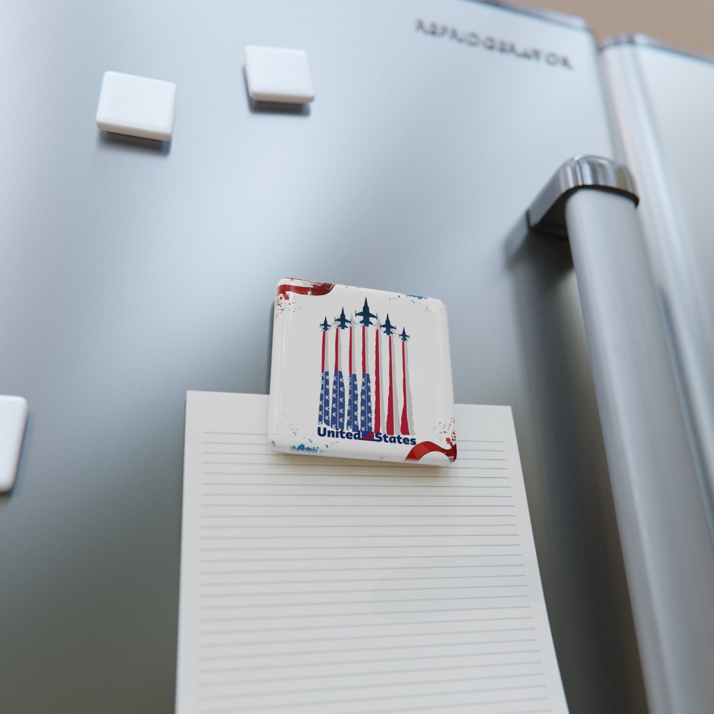 Happy 4th of July Porcelain Magnet, Square, United States magnet, America, Flag, Peace Love America. Proud To Be An American, Red White Blue Magnet, God Bless America Magnet.