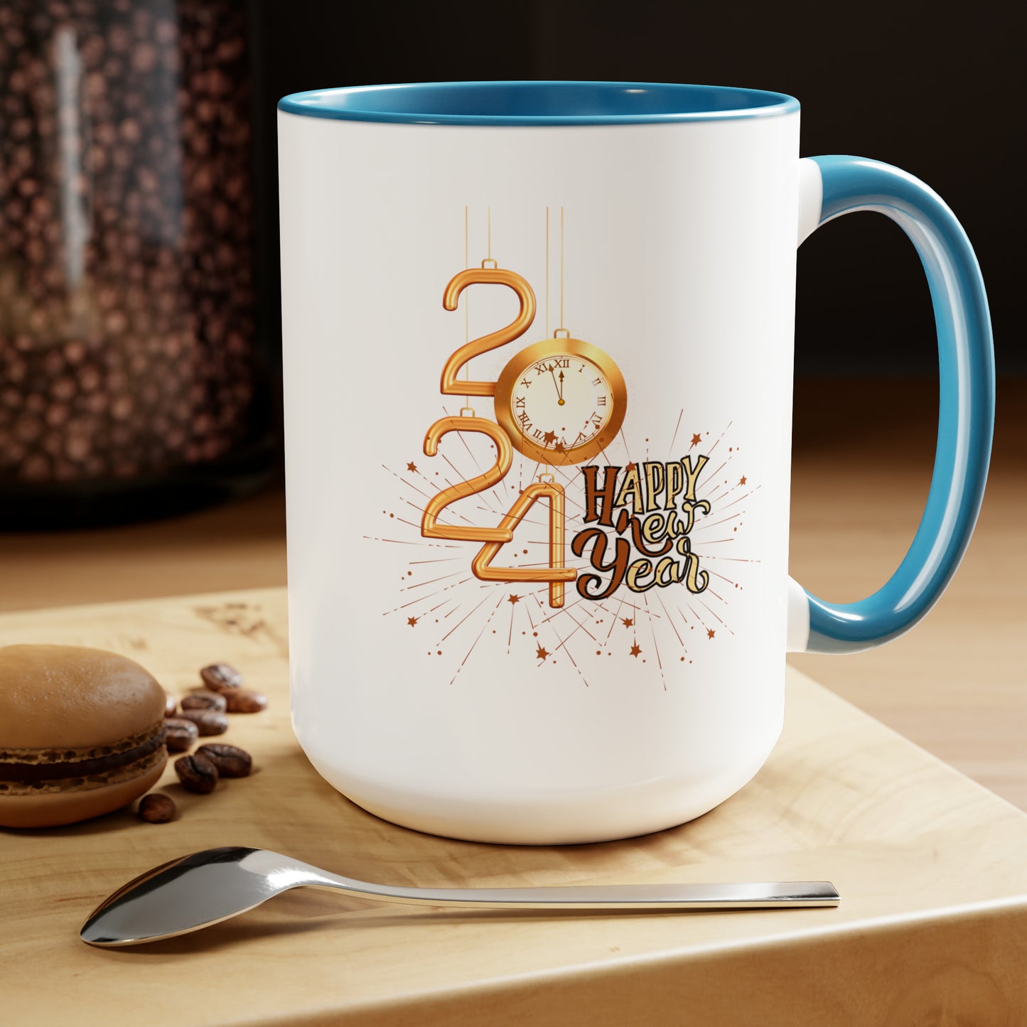 Happy New Year Two-Tone Coffee Mugs, 15oz