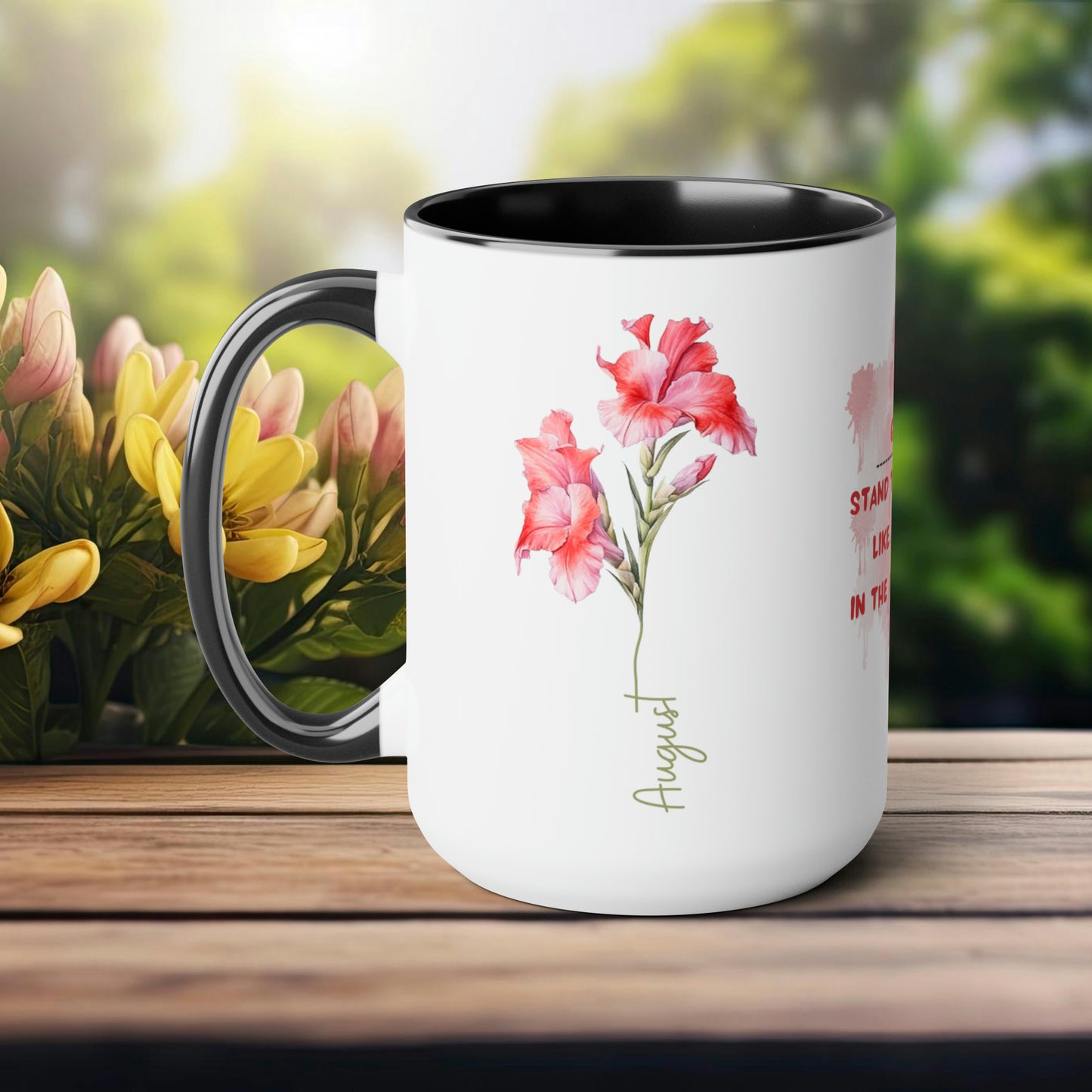 August Birth Month Flower Two-Tone Coffee Mugs, 15oz, Birthday Gift For Her.