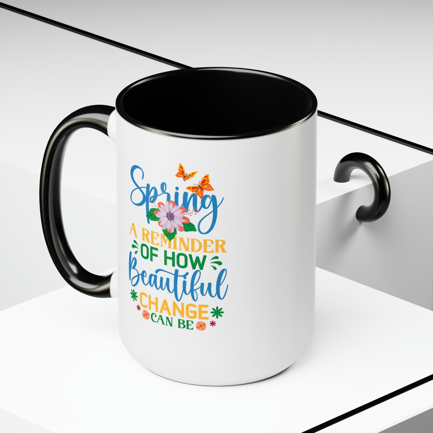 Spring Time Two-Tone Coffee Mugs, 15oz