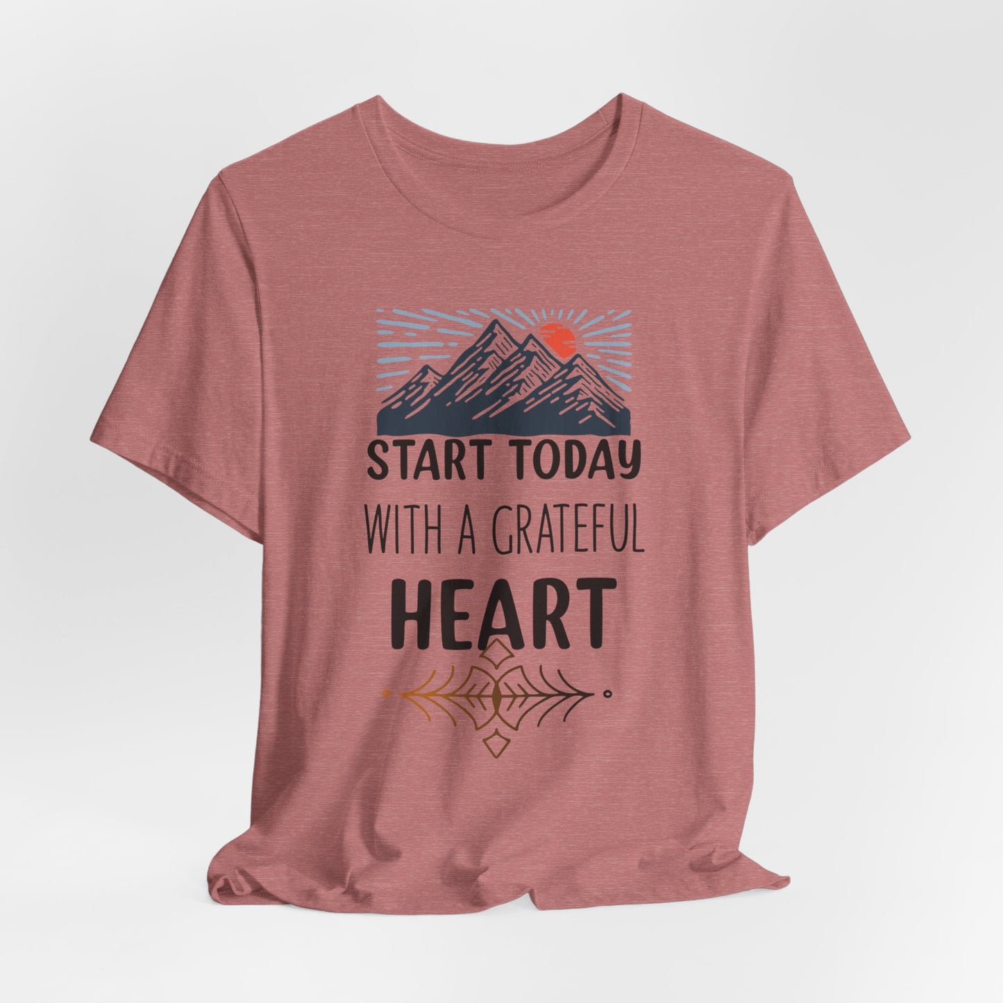 Start Today With A Grateful Heart Yoga T-Shirt, Cute Yoga workout Shirt, Yoga lovers T-shirt, Yoga Instructor Gift, Gym shirt, Gift For Yoga lover, Gift For Yogi.