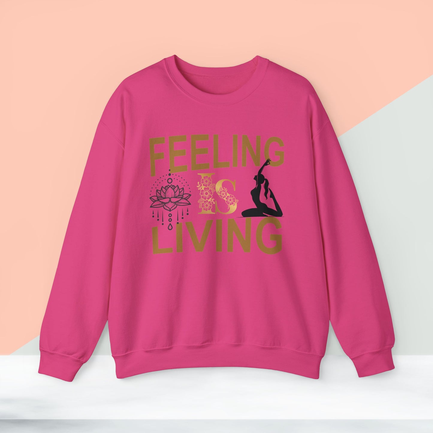 Feeling Is Living Yoga unisex heavy blend crewneck sweatshirt,Yoga workout Sweatshirt,Yoga lovers Sweatshirt, Yoga Instructor Gift, Gym Sweatshirt, Gift For Yoga lovers, Gift For Yogi.