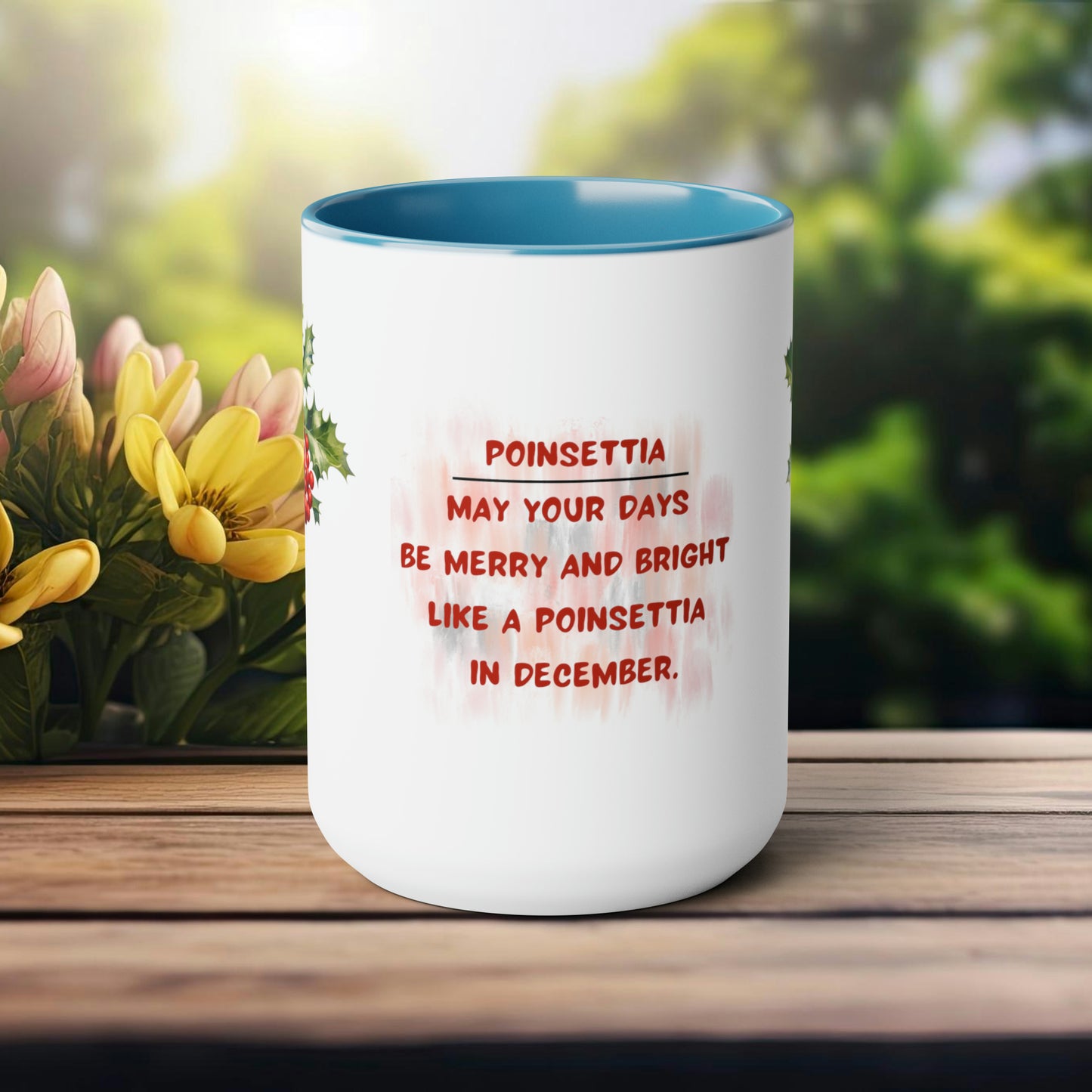 December Birth Month Flower Two-Tone Coffee Mugs, 15oz, Birth Month Flower mug.