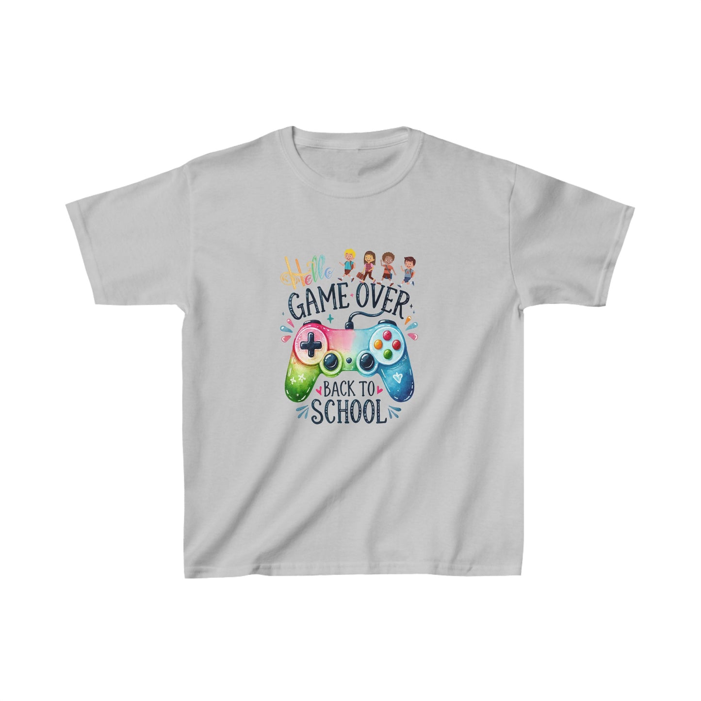 Hello Game Over Back To School Kids Heavy Cotton™ Tee, Back to school Kids Shirt, 1st Day Of School Shirt, Back To School Cotton T-Shirt.