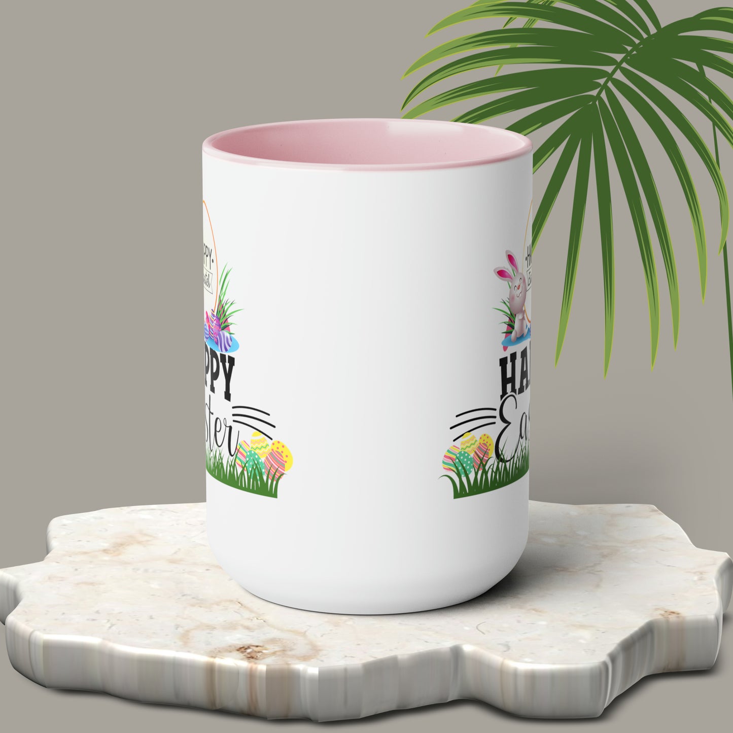 Happy Easter Two-Tone Coffee Mugs, 15oz