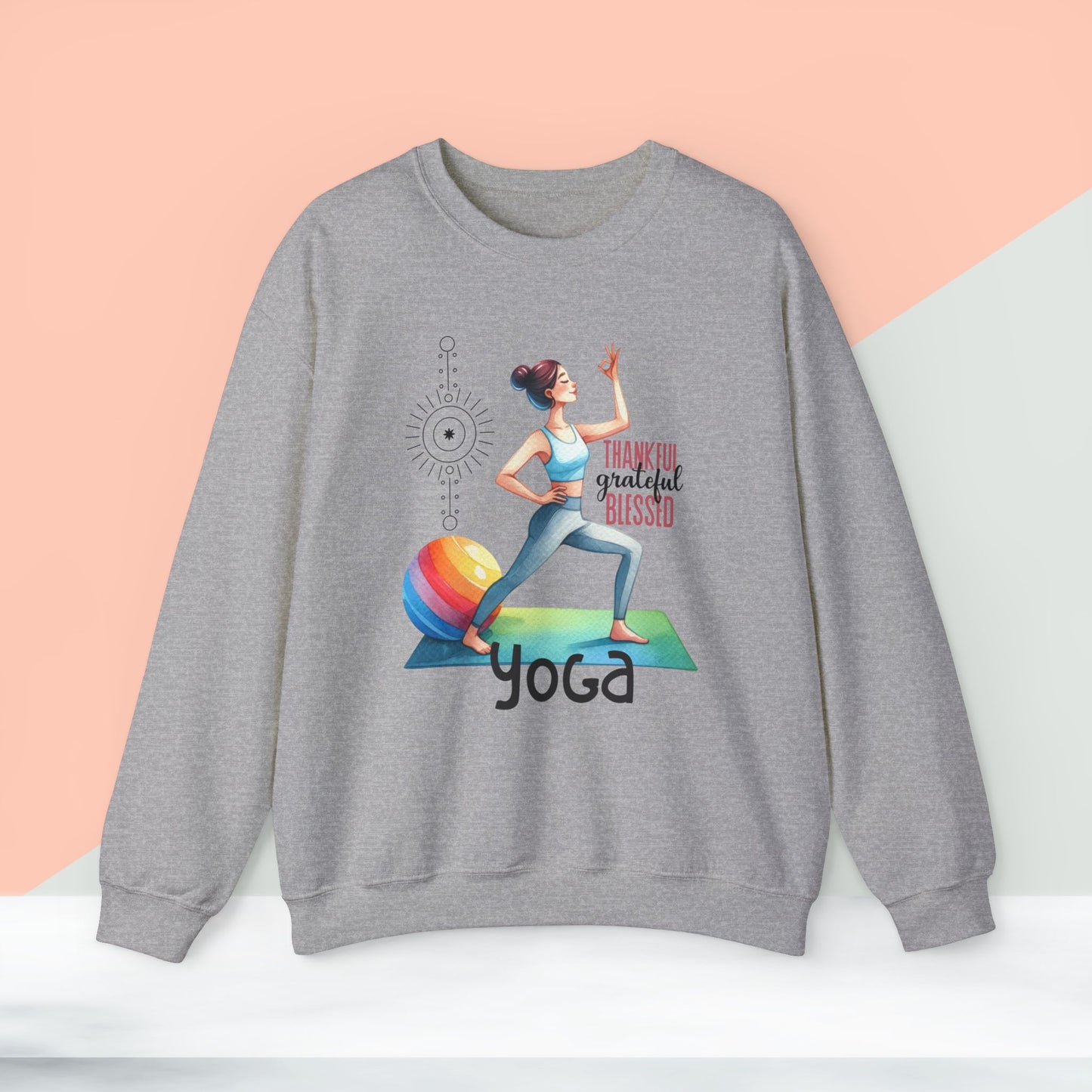 Thankful Grateful Blessed Yoga unisex heavy blend crewneck sweatshirt,Yoga workout Sweatshirt,Yoga lovers Sweatshirt, Yoga Instructor Gift, Gym Sweatshirt, Gift For Yoga lovers, Gift For Yogi.