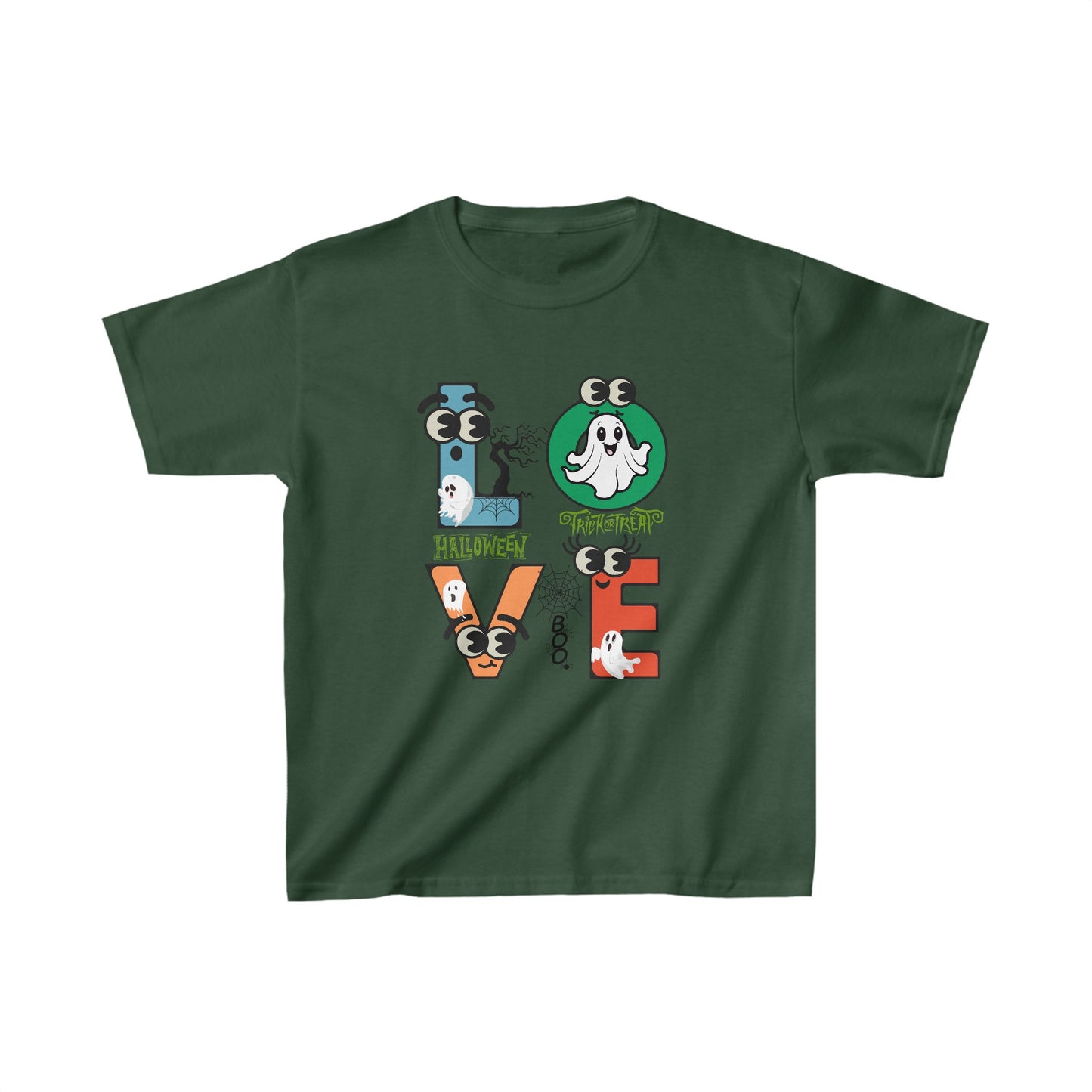 Love Happy Halloween Kids Shirt, Spooky Halloween Kids Heavy Cotton™ Tee, Spooky Season Kids Shirt, Spooky Vibes Shirt, Trick Or Treat Cotton T-Shirt.