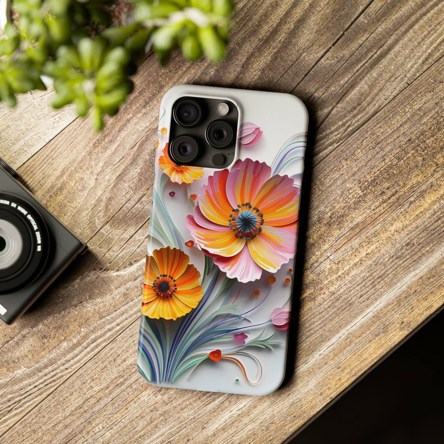 3D Flower Paper art iPhone 15 Phone Cases.