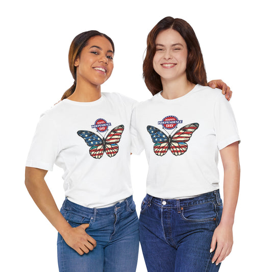 4th of July T-Shirt, Happy 4th Of July Butterfly T-Shirt, Fourth of July unisex jersey short sleeve.