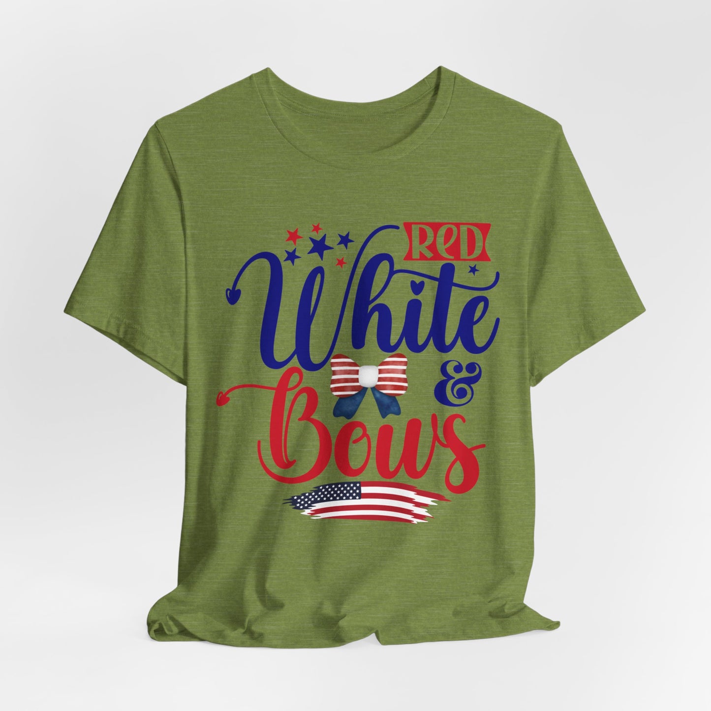 4th of July T-Shirt, Red White & Bows T-Shirt, Fourth of July unisex jersey short sleeve.