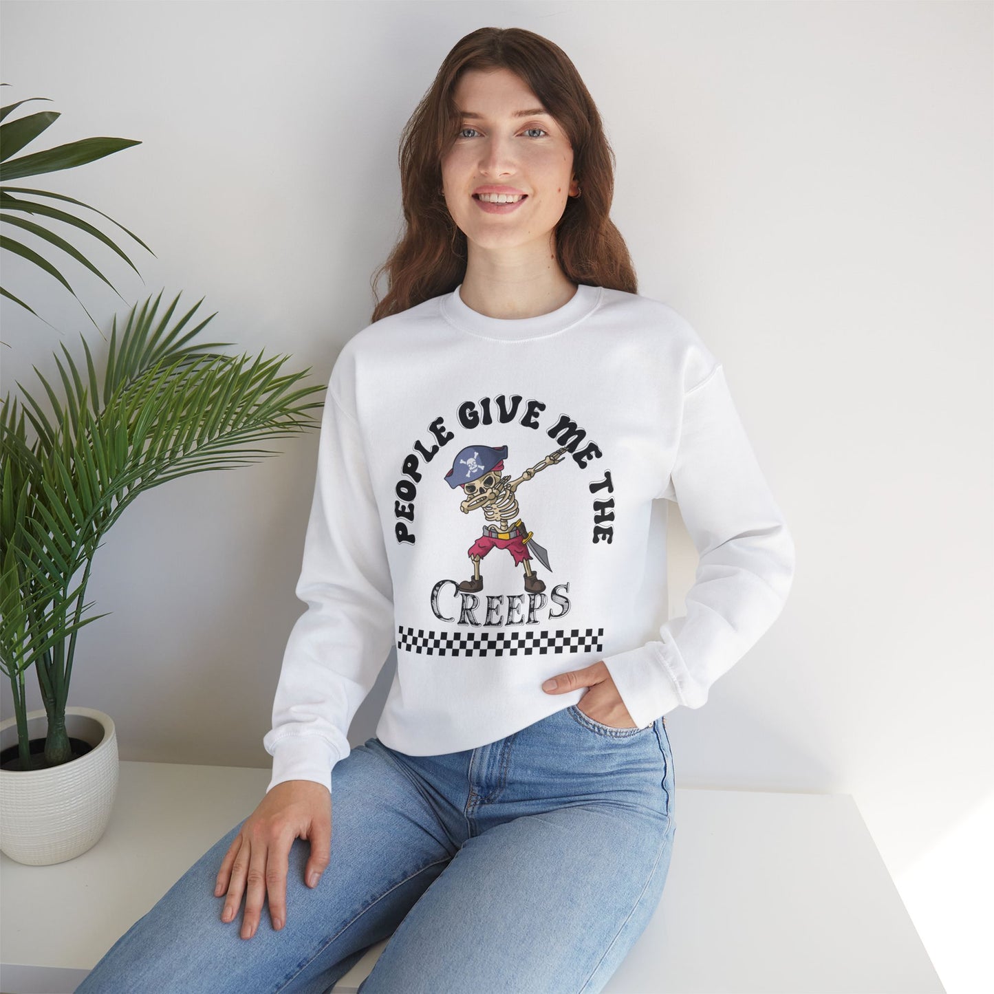 People Give Me The Creeps Sweatshirt, Happy Halloween Sweatshirt - Unisex Heavy Blend Crewneck, Halloween Sweatshirt, Cute Spooky Ghost sweatshirt.